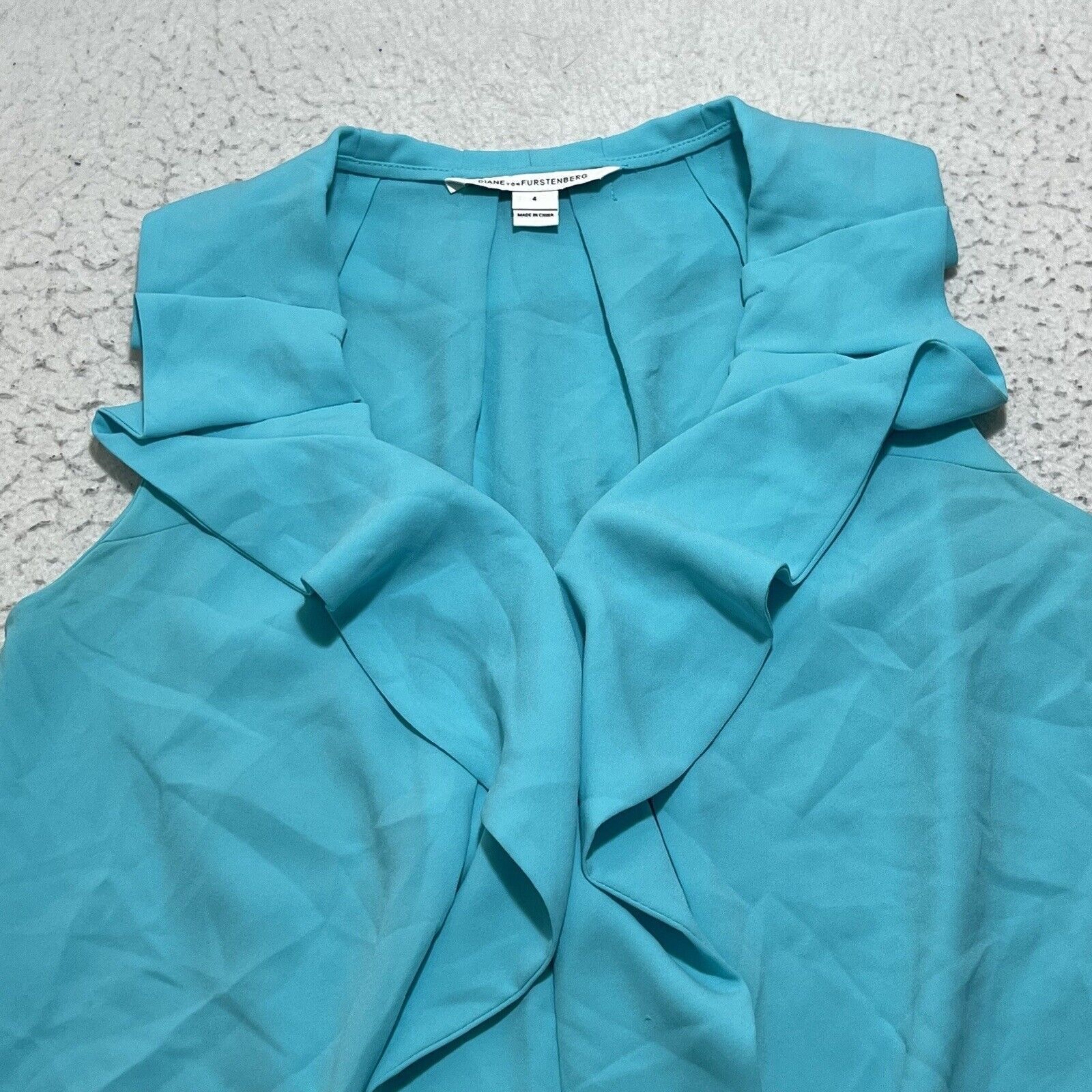 Diane von Furstenberg Diane Von Furstenberg Women's 4 Ruffled Blouse Blue Top Size S / US 4 / IT 40 - 2 Thumbnail