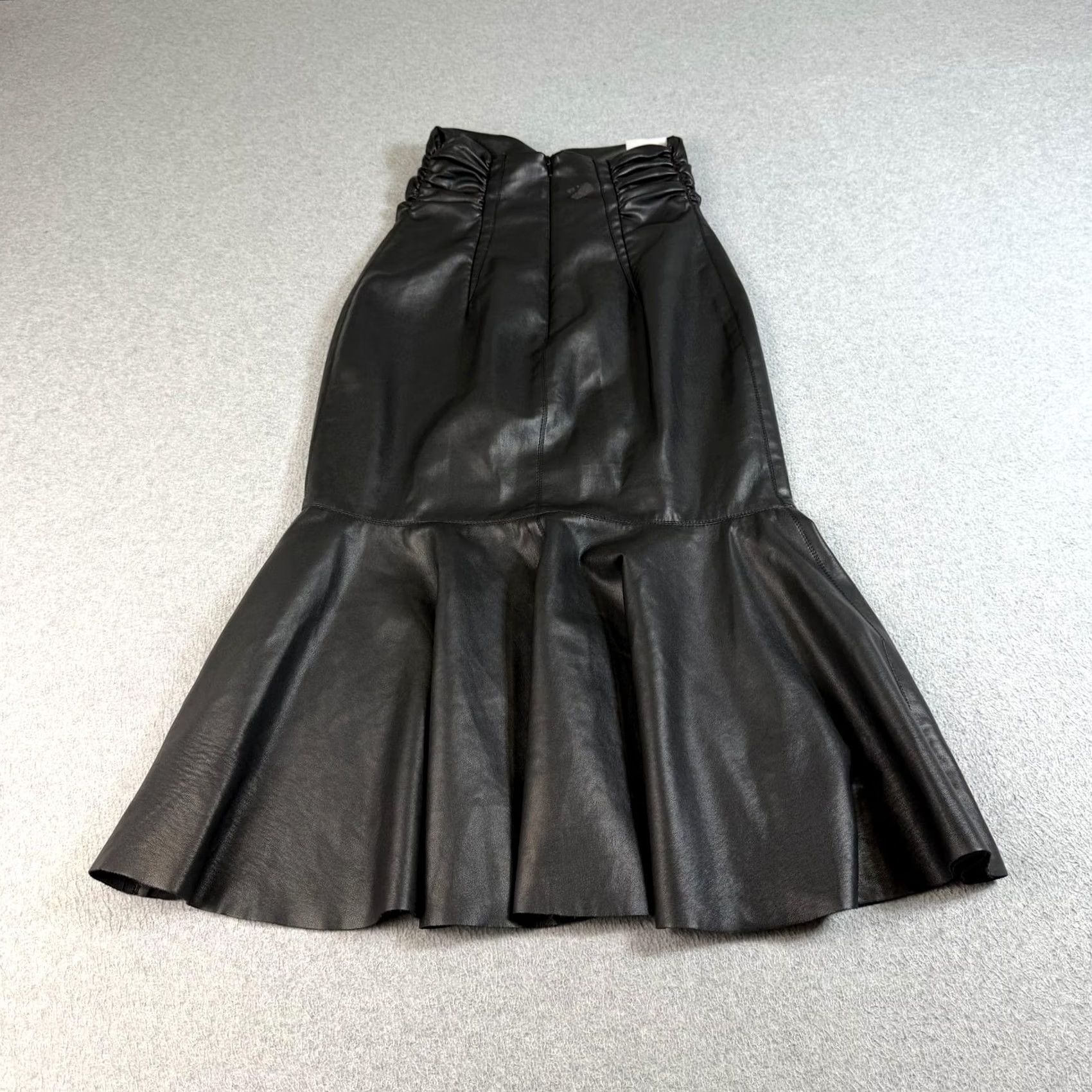 Philosophy di Lorenzo Serafini PHILOSOPHY di Lorenzo Serafini Skirt Women 4 Black Faux Leather Midi Trumpet Zipper Ruffle Party Cocktail Gothic Vintage No Boots Size 27" / US 4 / IT 40 - 2 Thumbnail
