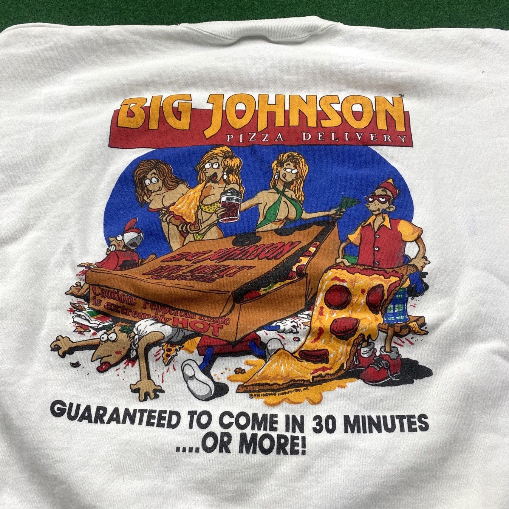 Vintage VINTAGE Unbranded Sweatshirt Mens XL White 90S USA MADE 1993 Big Johnson Logo Graphic Print Pullover Crew Neck Long Sleeve Cotton Microfiber Size US XL / EU 56 / 4 - 2 Thumbnail