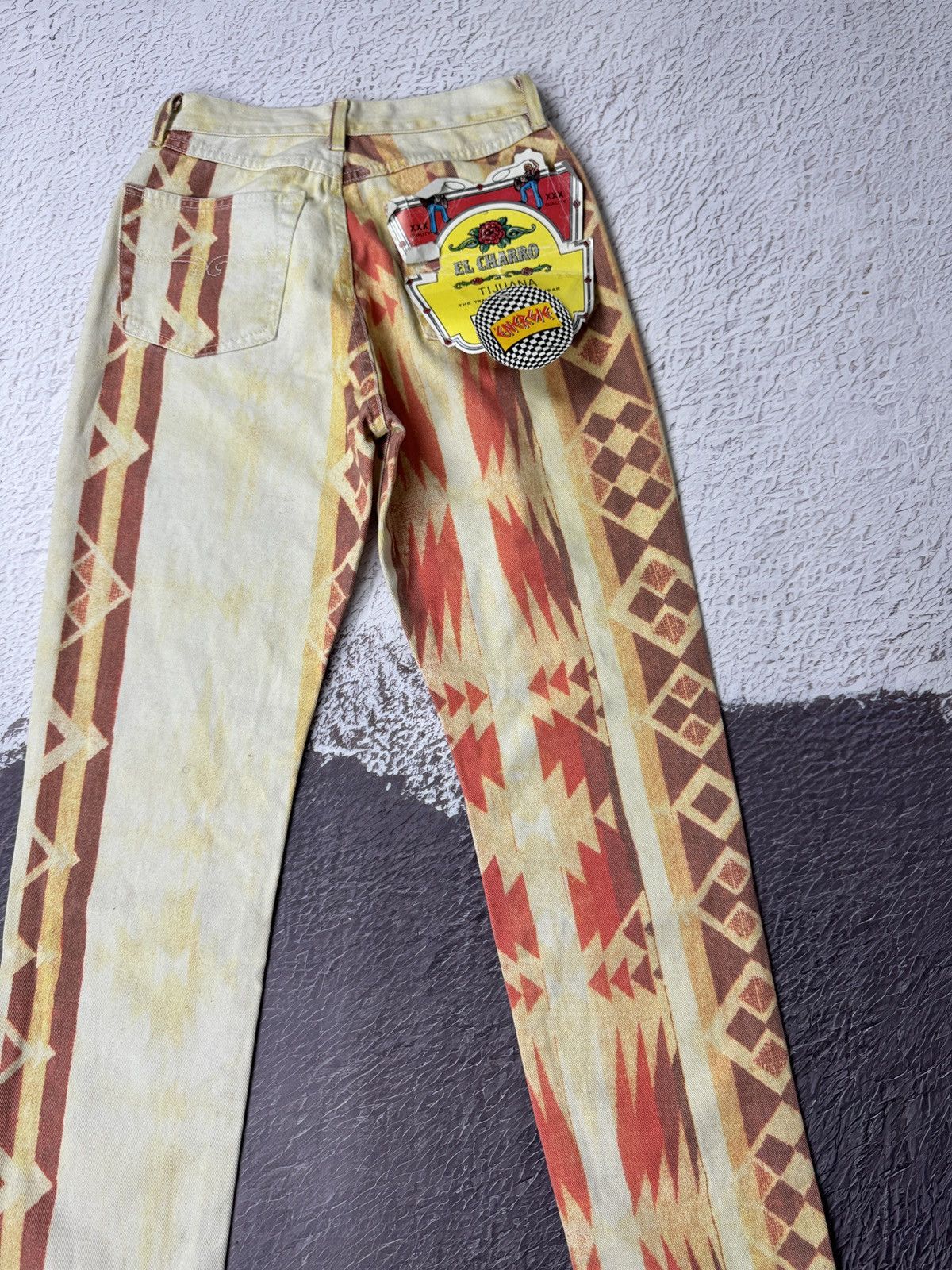Vintage El Charro Tijuana BNWT allover pattern denim jeans pants Size 26" / US 2 / IT 38 - 17 Thumbnail