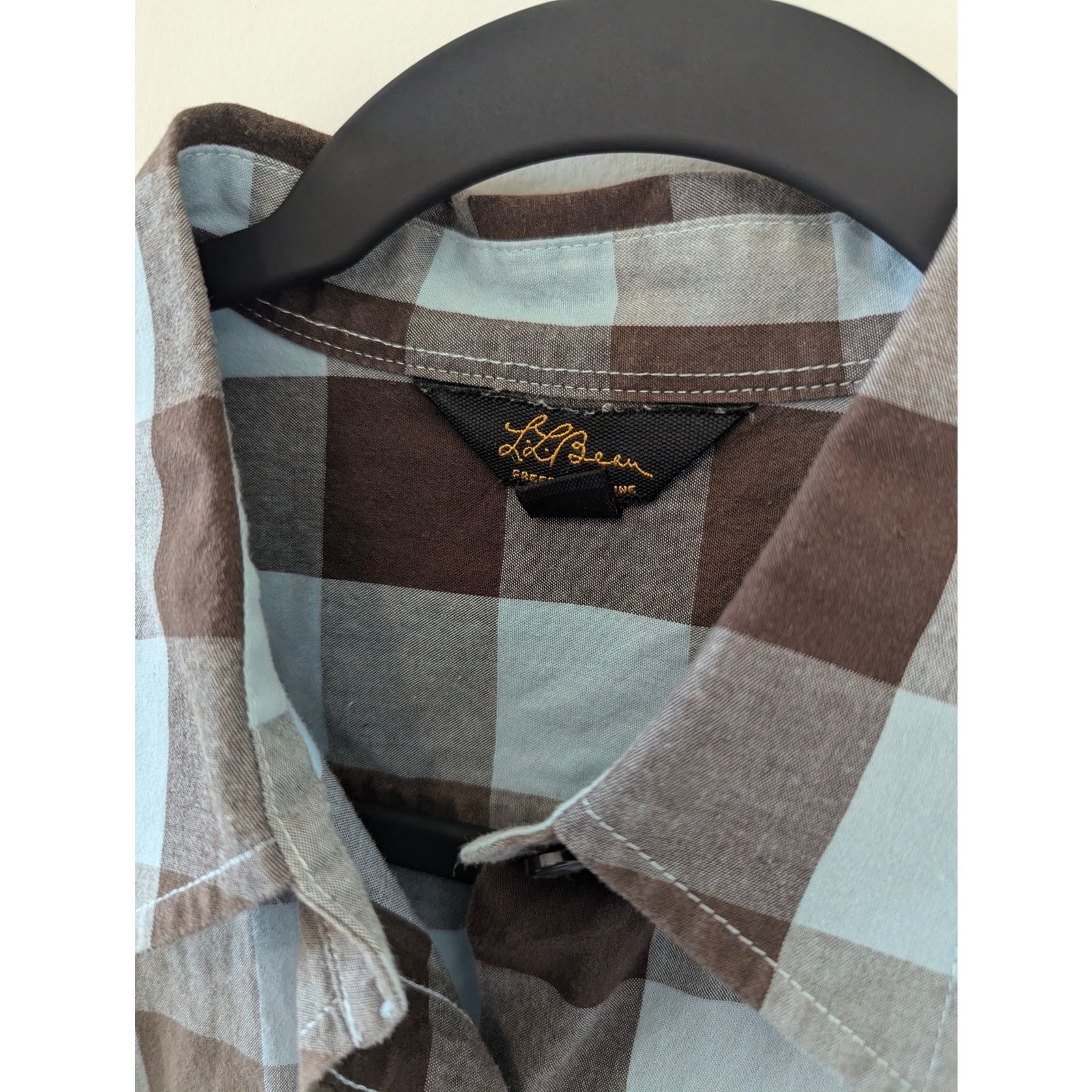 L.L. Bean L.L. Bean Blue Brown Buffalo Plaid Cotton Button Down Sz 10 Size L / US 10 / IT 46 - 3 Thumbnail