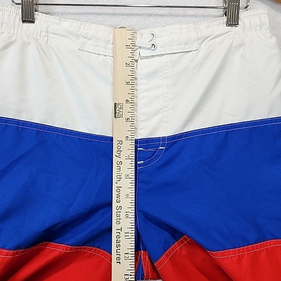 Vintage VINTAGE Ocean Pacific Striped Swim Trunks Board Shorts 2XL Men Red White Blue Lined Pockets 90s 2000s OP Surfing Beach Size US 39 - 6 Thumbnail
