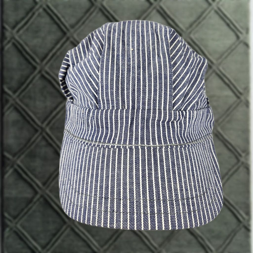 Denime VINTAGE Army Cap Striped Denim Hat 7 1/4 Blue Cotton Men Casual Summer USA Cap Mens Size ONE SIZE - 1 Thumbnail