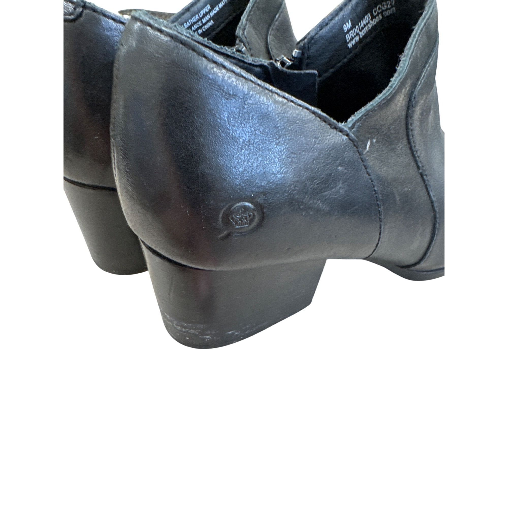 Born Born Womens Black Leather Booties Size 9M SKU 7768 Size US 9 / IT 39 - 8 Thumbnail