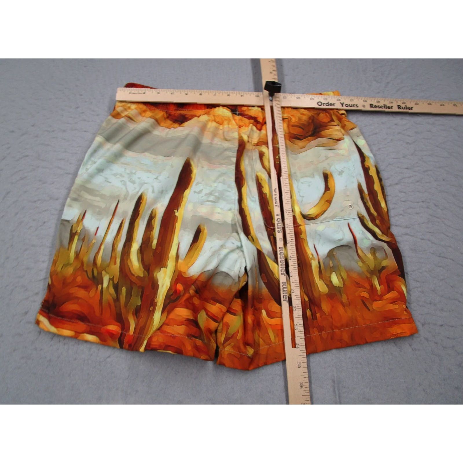Jordan Craig Jordan Craig Shorts Mens Large Orange AOP Graphic Print Beach Travel Cactus Size US 33 - 6 Thumbnail