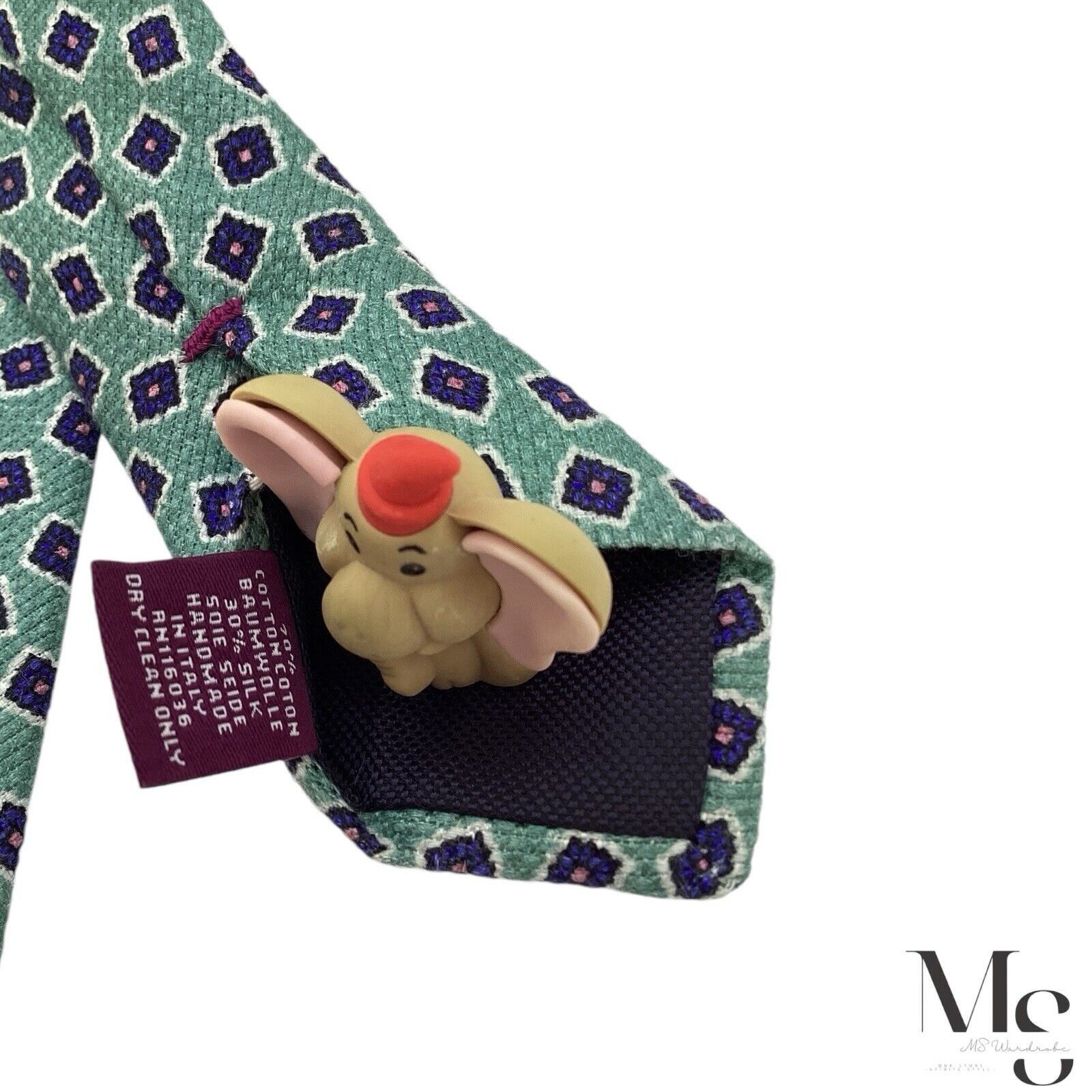 Charles Tyrwhitt CHARLES TYRWHITT XL Green Geometric Silk Blend Tie H.Made In Size ONE SIZE - 5 Thumbnail