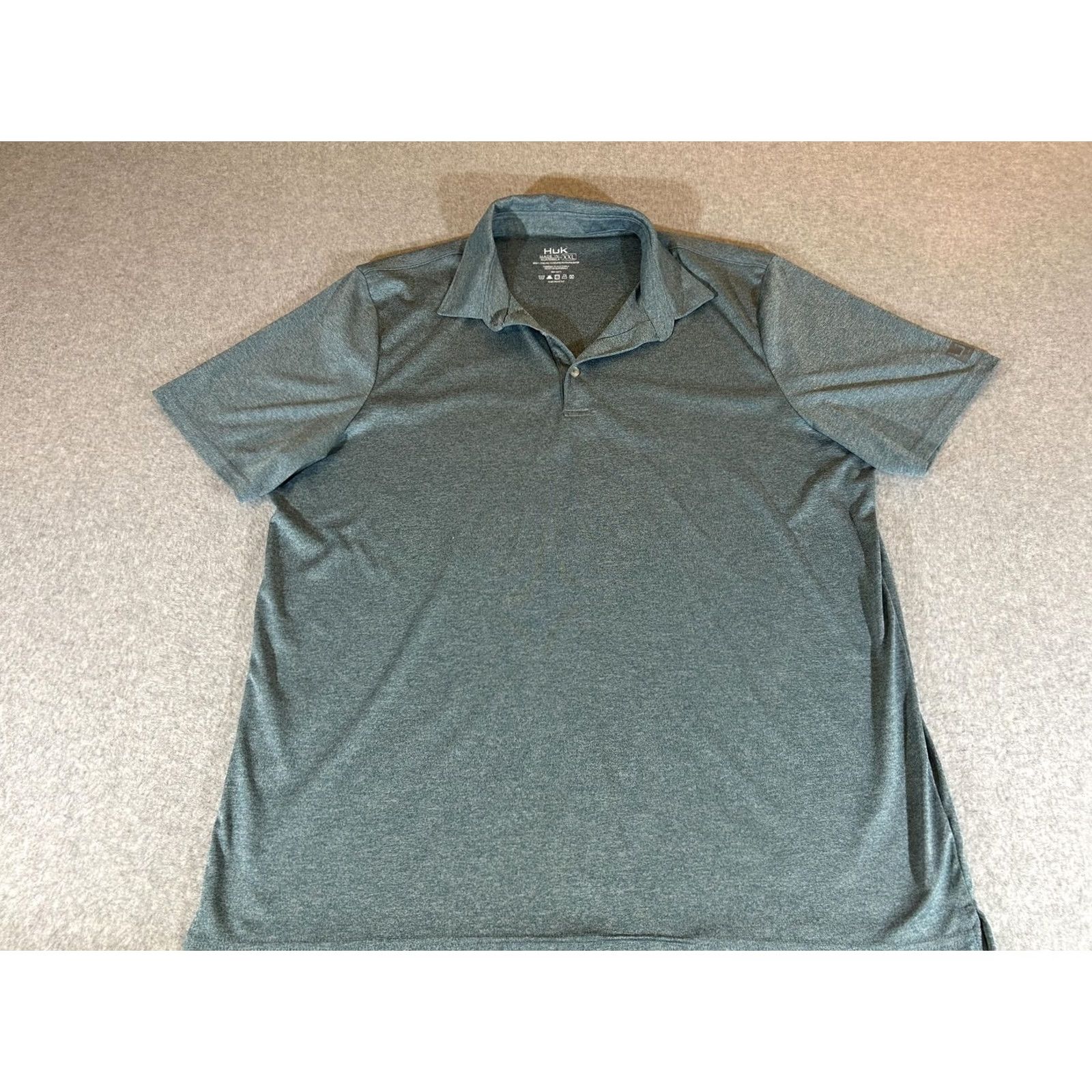 Vintage Huk Polo Shirt Men 2XL Green Heather Performance Fishing Golf Stretch Casual XXL Polo Shirt Mens Green Heather 90s? Size US XXL / EU 58 / 5 - 2 Thumbnail