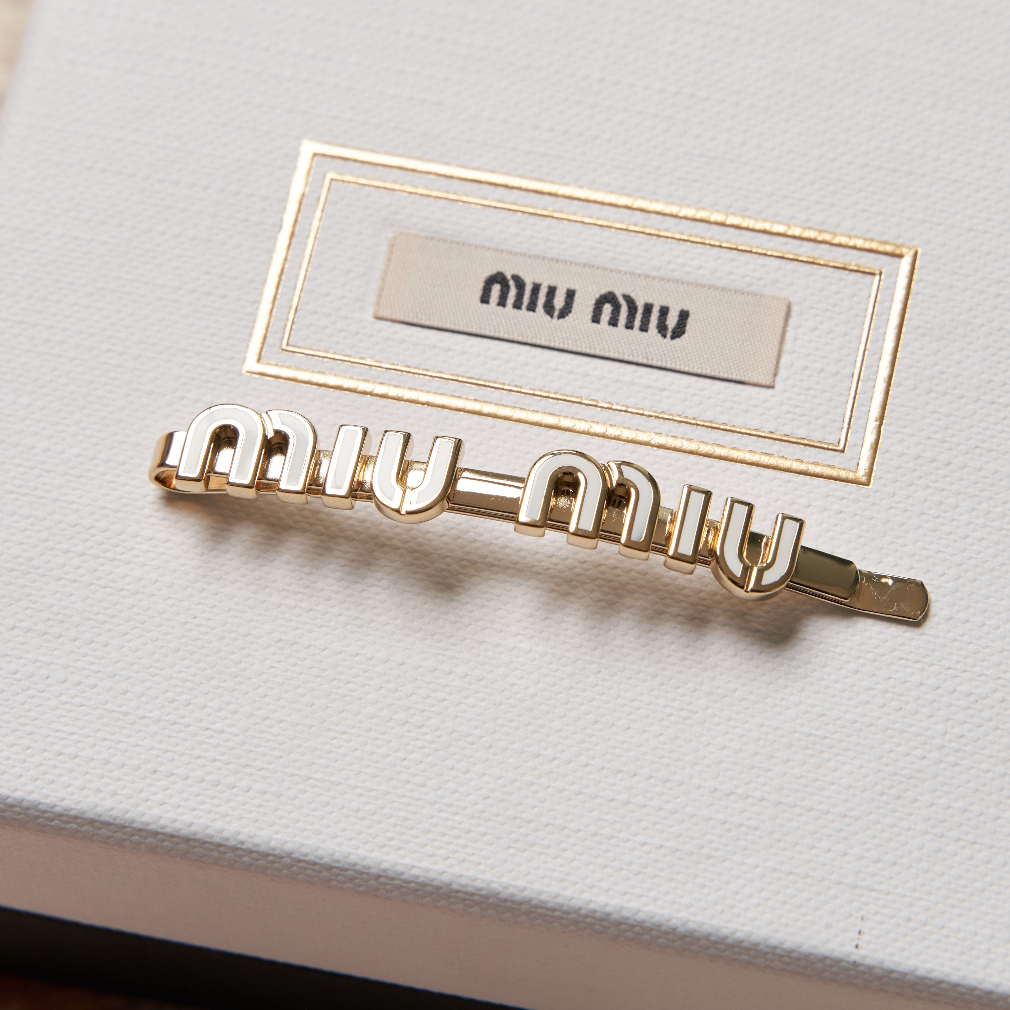 Miu Miu MIU MIU Enameled Metal Hair Clip WHITE Size ONE SIZE - 2 Thumbnail