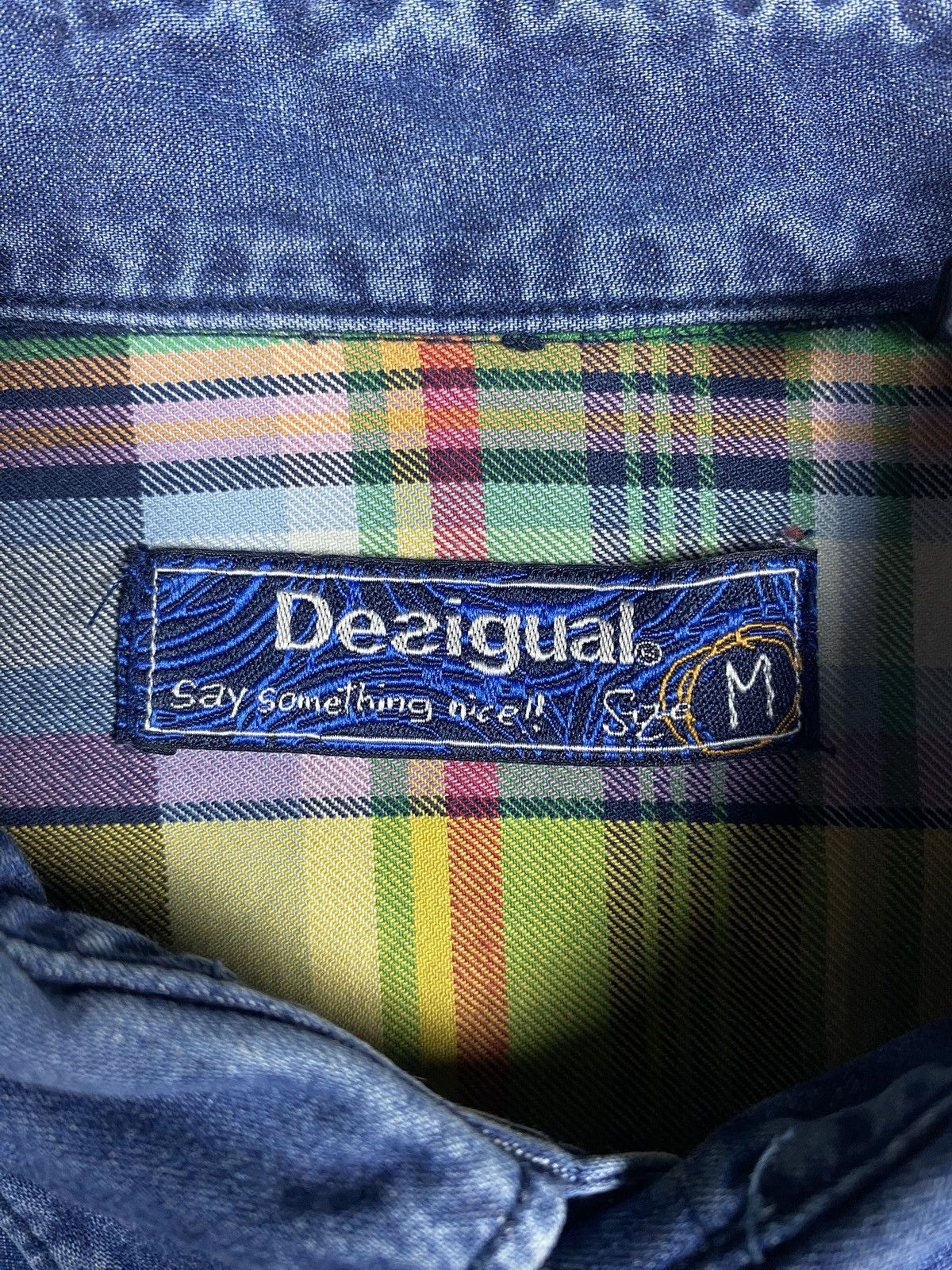 Desigual Desigual Patchwork Plaid Blue Western Button Up Shirt Size US M / EU 48-50 / 2 - 14 Thumbnail
