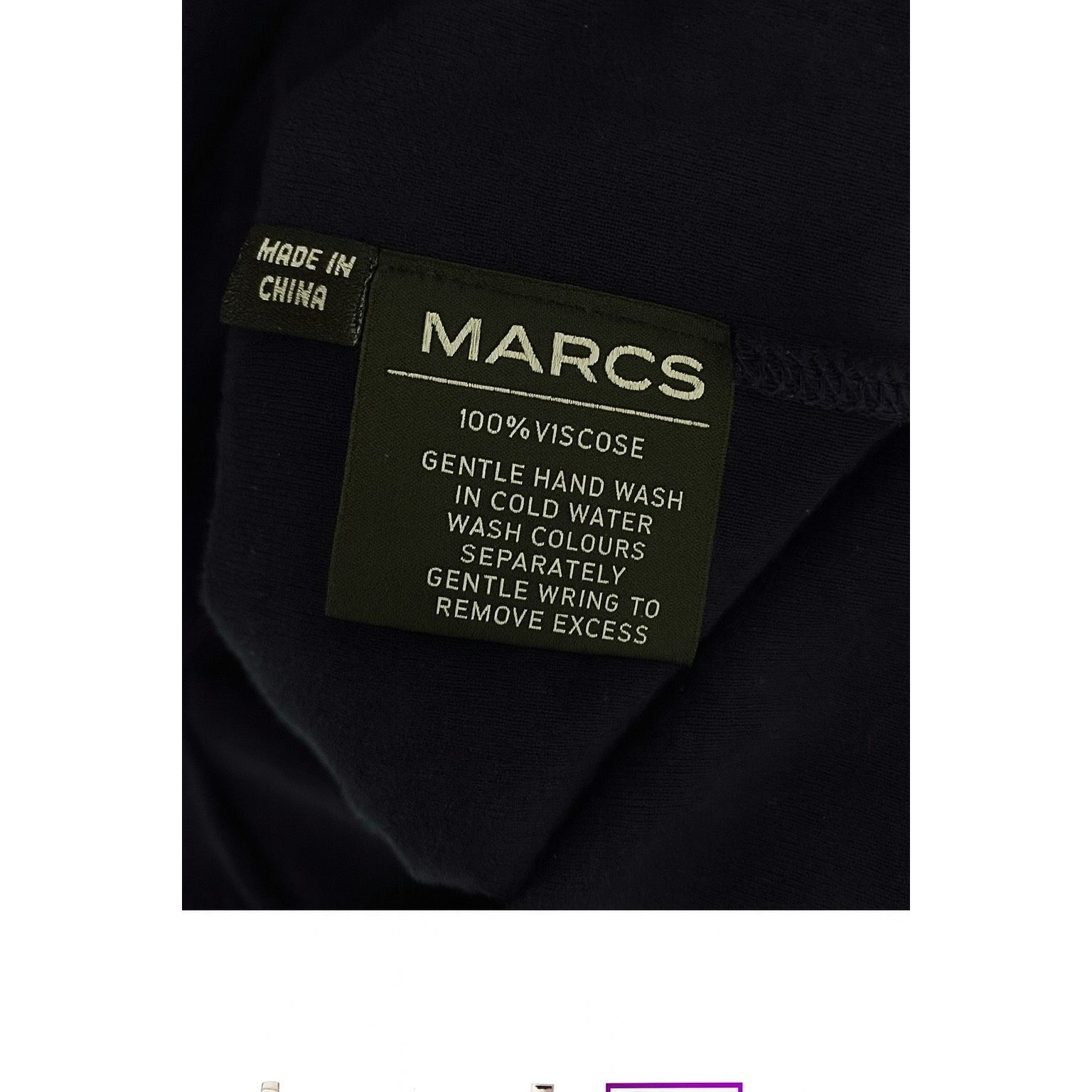 Marcs Marc’s Navy Blue Lace Neckline Top | Short Sleeve Viscose Te Size S / US 4 / IT 40 - 5 Thumbnail