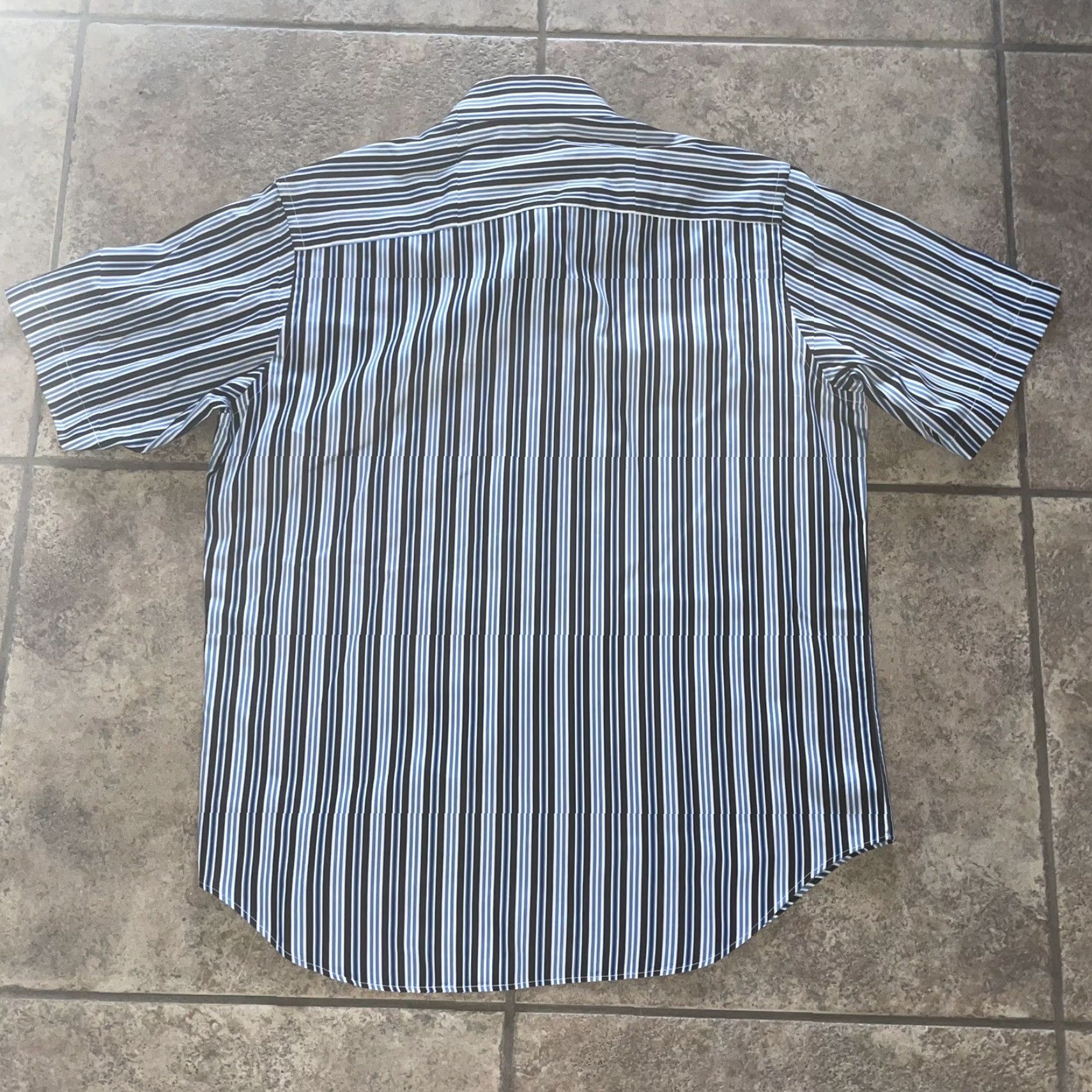 BUGATCHI VINTAGE Bugatchi Uomo Short Sleeve Button-Up Shirt Men L Blue Shirt Size US 33 - 5 Thumbnail