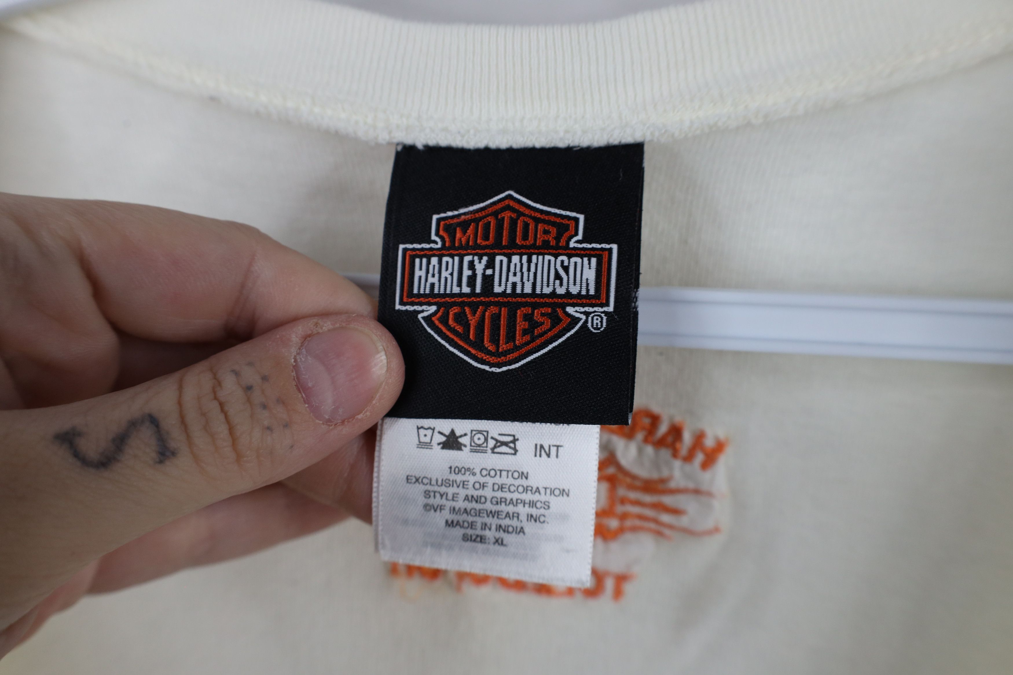 Harley Davidson × Vintage Vintage Y2K Harley Davidson Ribbed Knit Henley T-Shirt Cream Size XXL / US 16-18 / IT 52-54 - 10 Thumbnail
