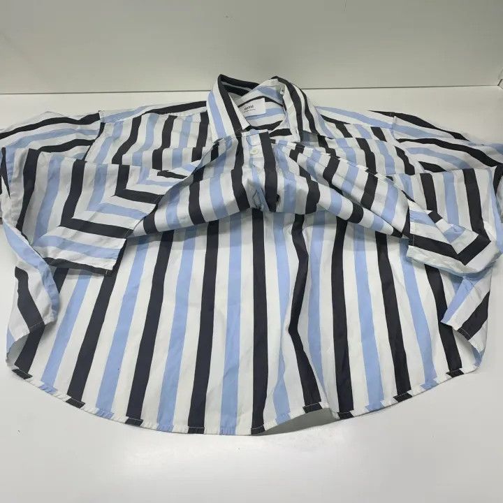 AMI AMIPARIS Striped Short Sleeve Shirt -2507 Size US M / EU 48-50 / 2 - 7 Thumbnail
