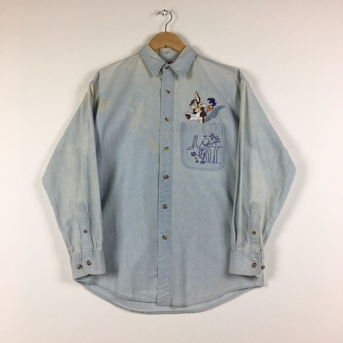 Cartoon Network × Vintage × Warner Bros Vintage Looney Tunes Long Sleeve Button Ups Shirt Size US M / EU 48-50 / 2 - 1 Thumbnail
