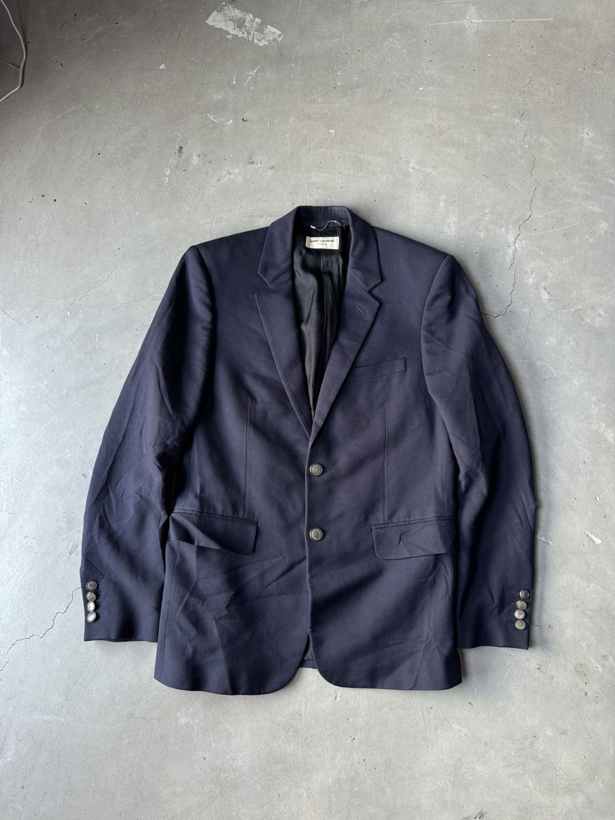 Saint Laurent Paris Saint Laurent Paris - Navy Blue Wool Blazer Size 46S - 5 Thumbnail