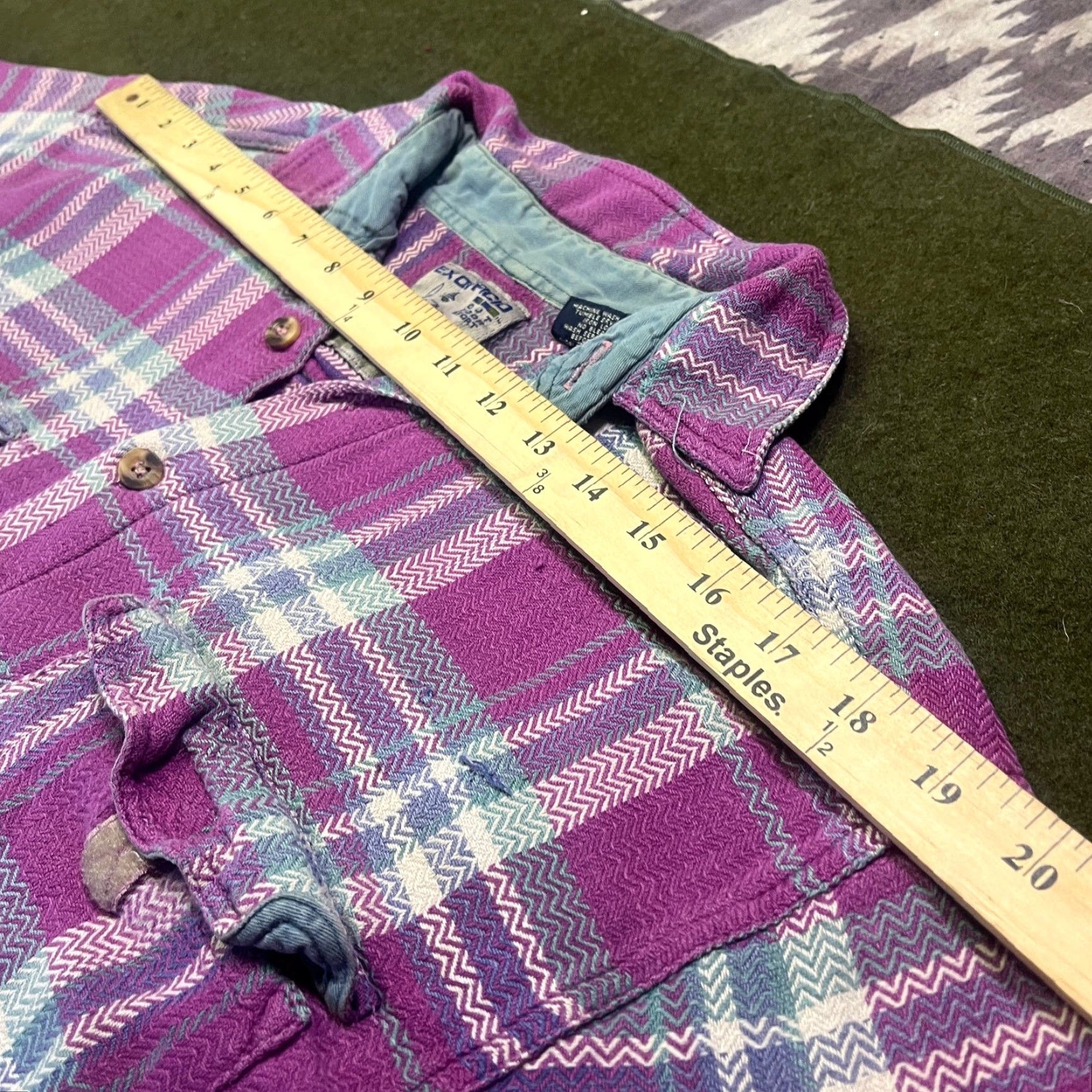 ExOfficio ExOfficio Shirt Womens Large Pink Purple Plaid Flannel Button Up Hiking Outdoor Size L / US 10 / IT 46 - 3 Thumbnail