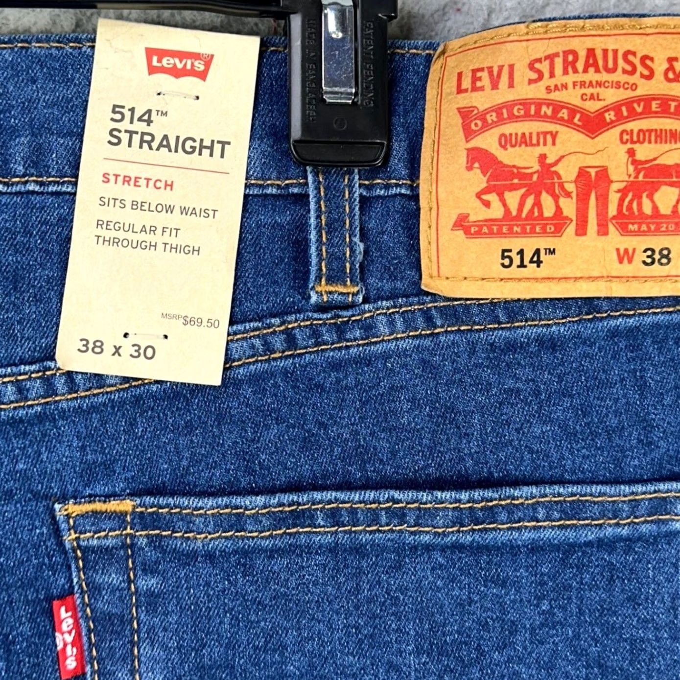 Levi's Levi's 514 Jeans Men Straight Fit 38X30 Denim 5 Pockets Stretch Red Tab Blue/Black NEW Size US 38 / EU 54 - 6 Thumbnail