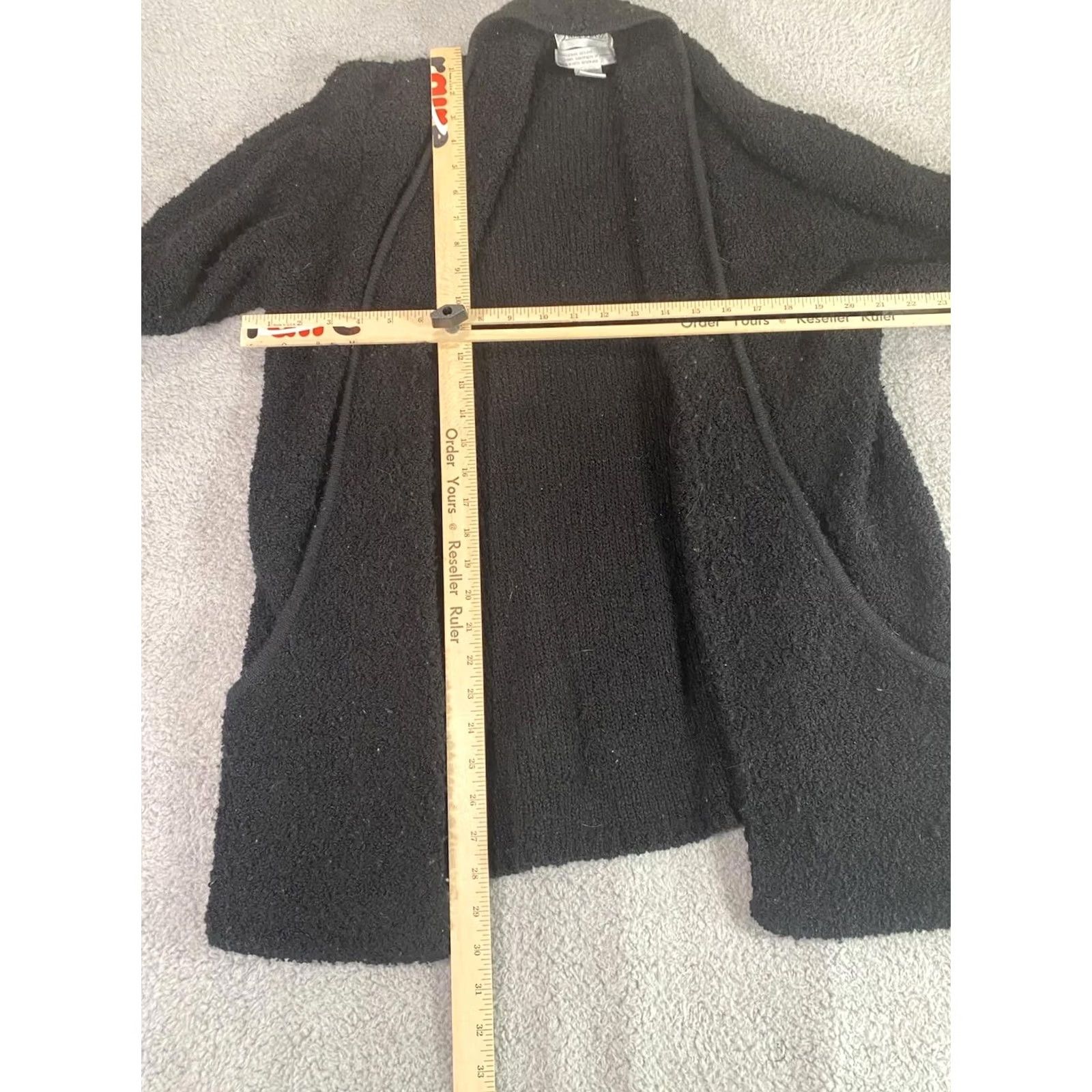 Vintage Side Effects Womens Cardigan Black Medium Long Glam 90s Size M / US 6-8 / IT 42-44 - 3 Thumbnail