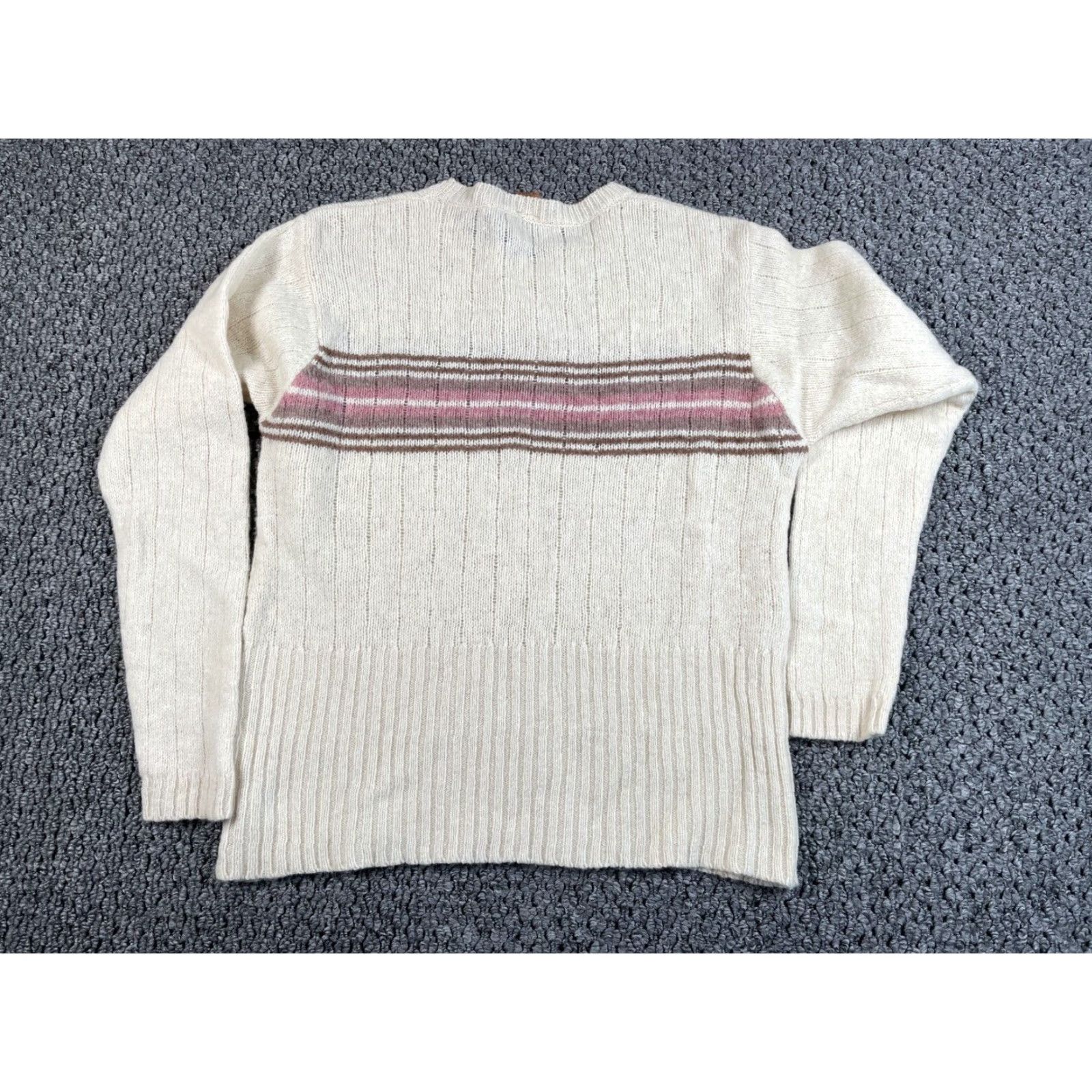 Pinko VINTAGE Fargo Sweater Women Large Ivory Striped Knit Lightweight Wool-Blend Pullover Crew Neck Womens Size L / US 10 / IT 46 - 2 Thumbnail