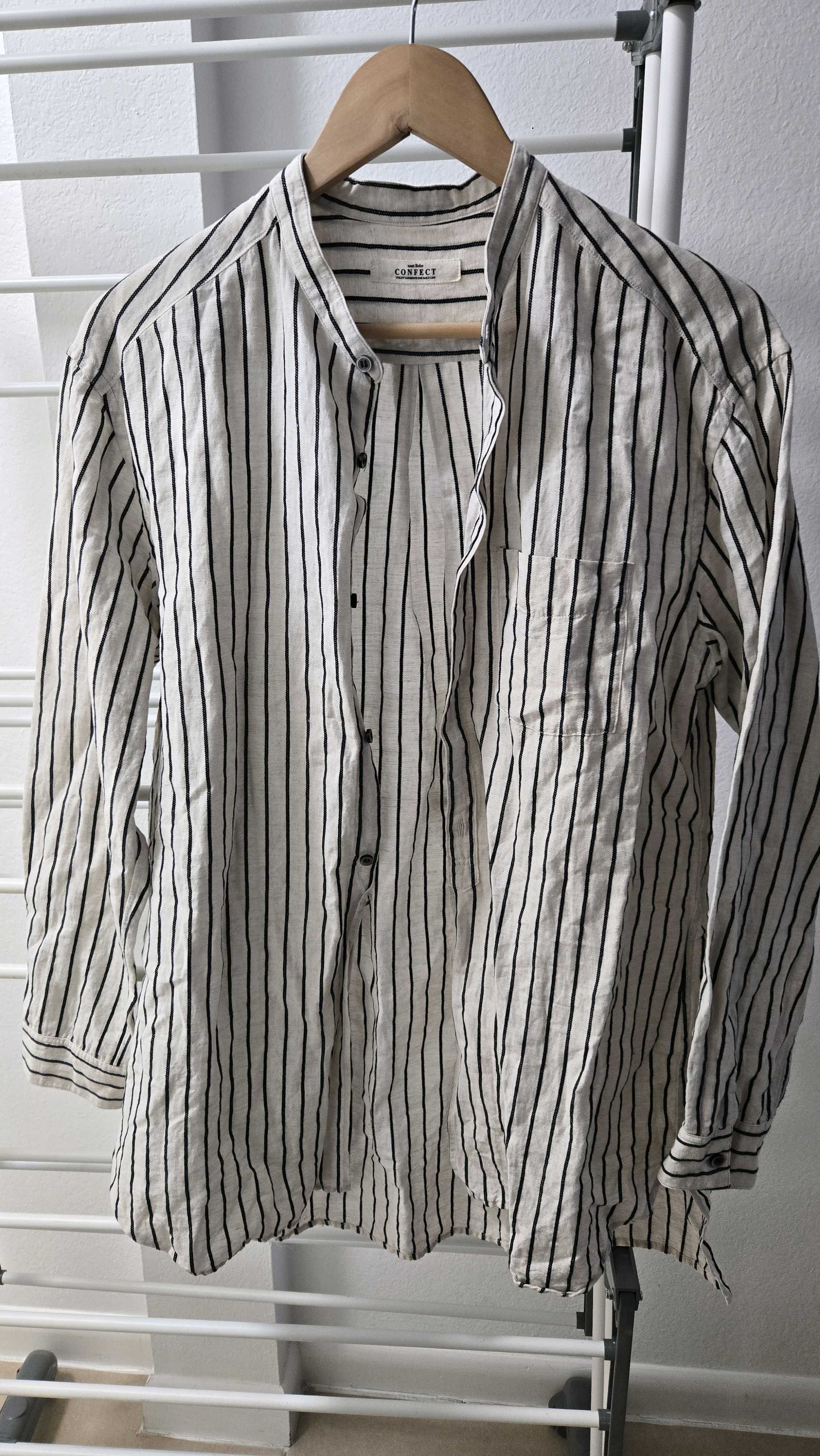 Striped Linen Band Collar