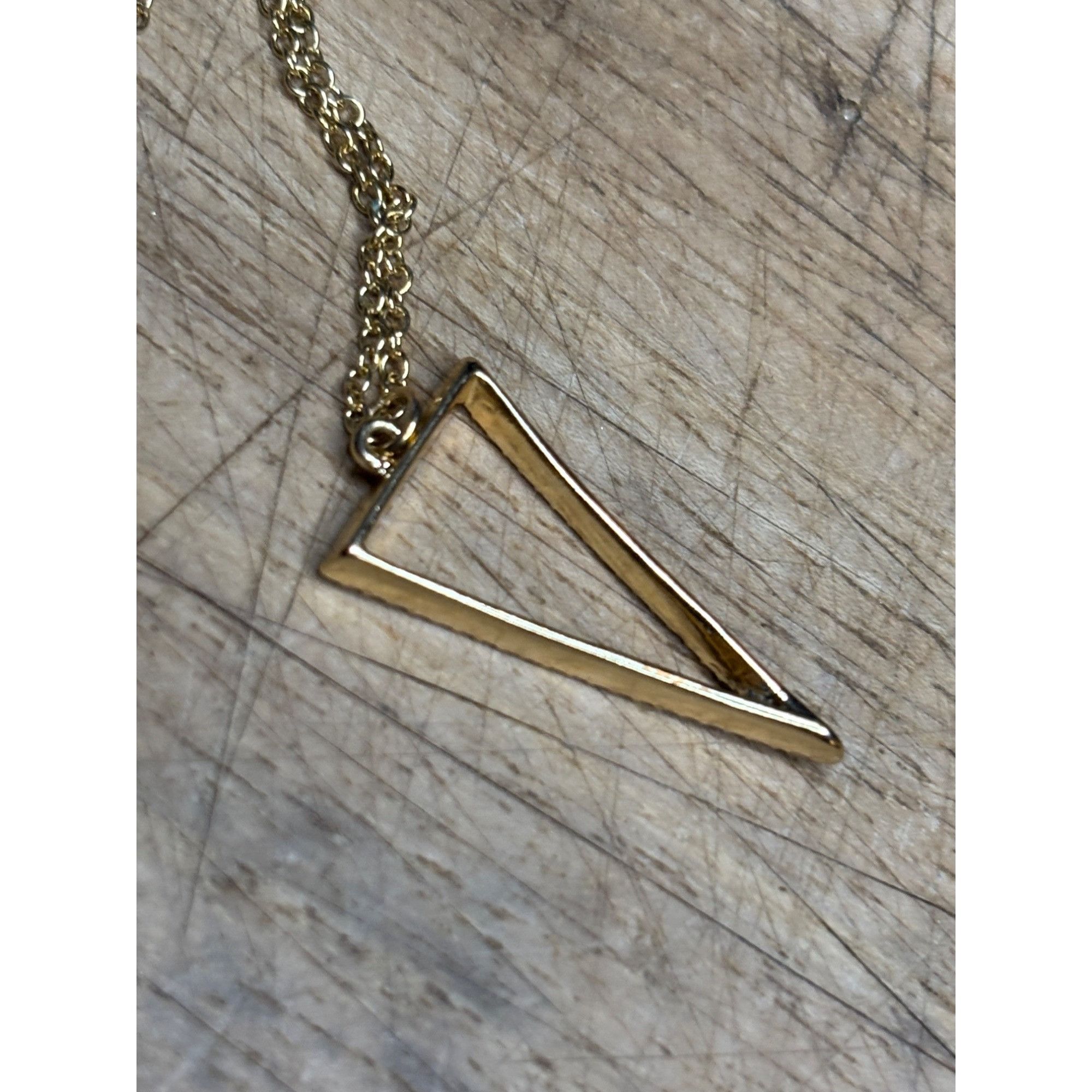 Other Gold Chain Necklace With Rhinestone Triangle Pendant Size ONE SIZE - 3 Thumbnail