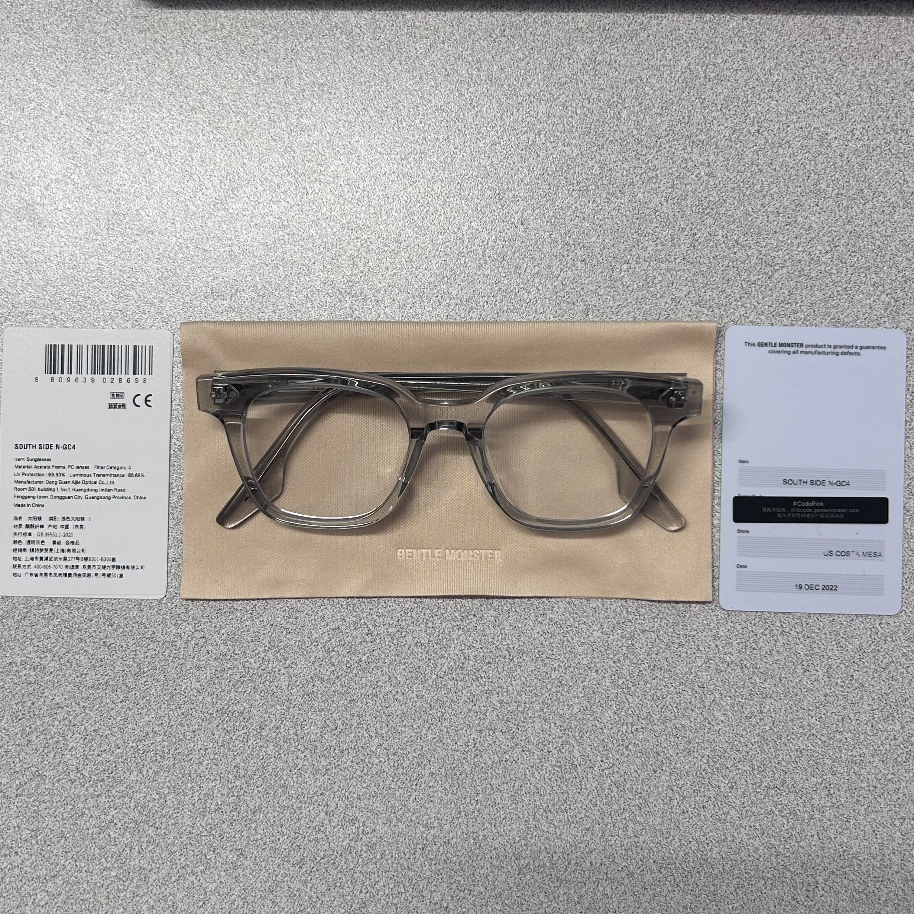 Gentle Monster Gentle Monster South Side N Series S GC4 Gray / Clear Lenses Size ONE SIZE - 2 Thumbnail