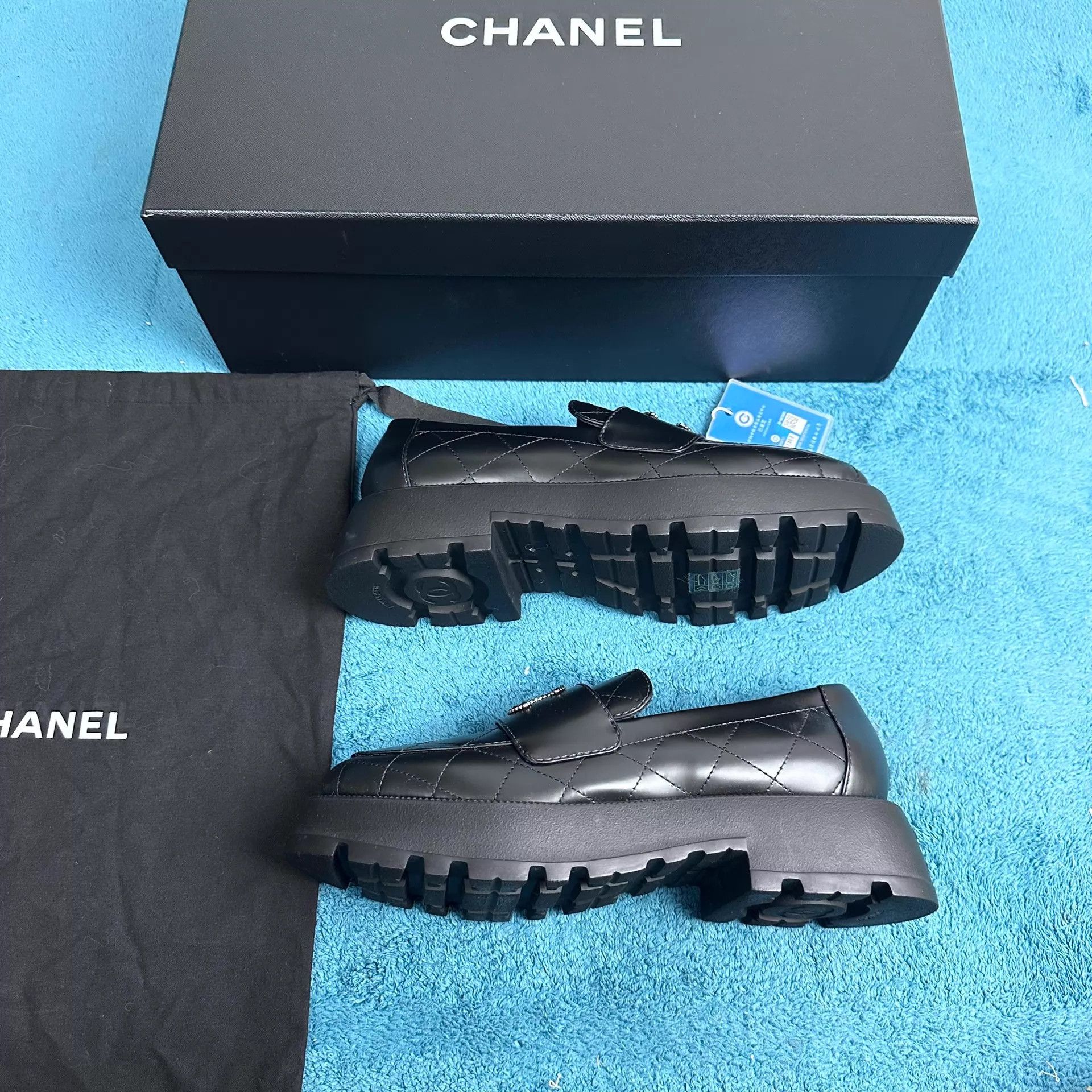 Chanel Chanel 25K Calfskin Platform Loafer Black 39 Size US 8.5 / IT 38.5 - 2 Thumbnail