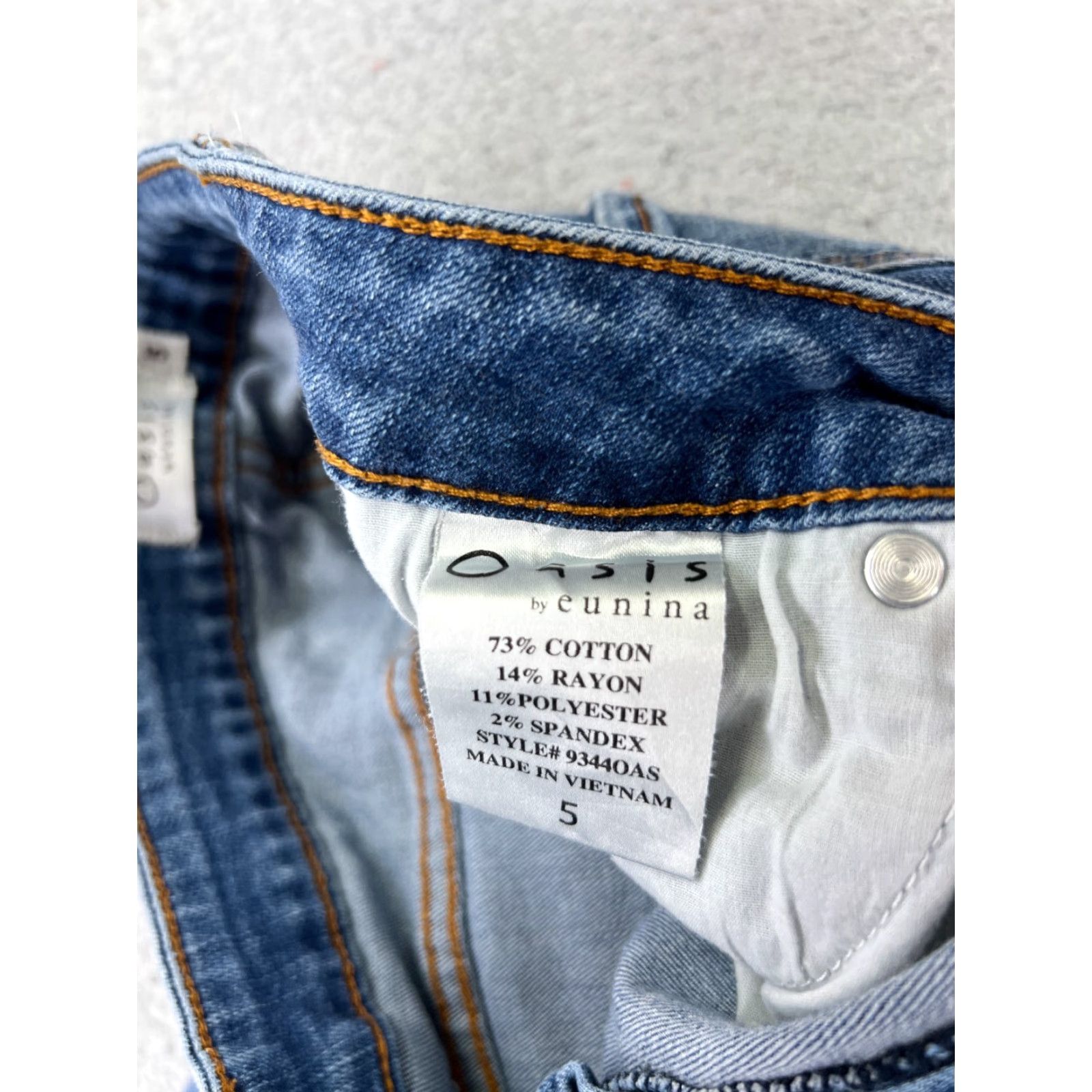 Vintage VINTAGE Oasis by Eunina Jeans Womens 5 Blue Denim Distressed Cotton Spandex Skinny Logo Zipper Button 5-Pocket Men's? Size 27" / US 4 / IT 40 - 7 Thumbnail