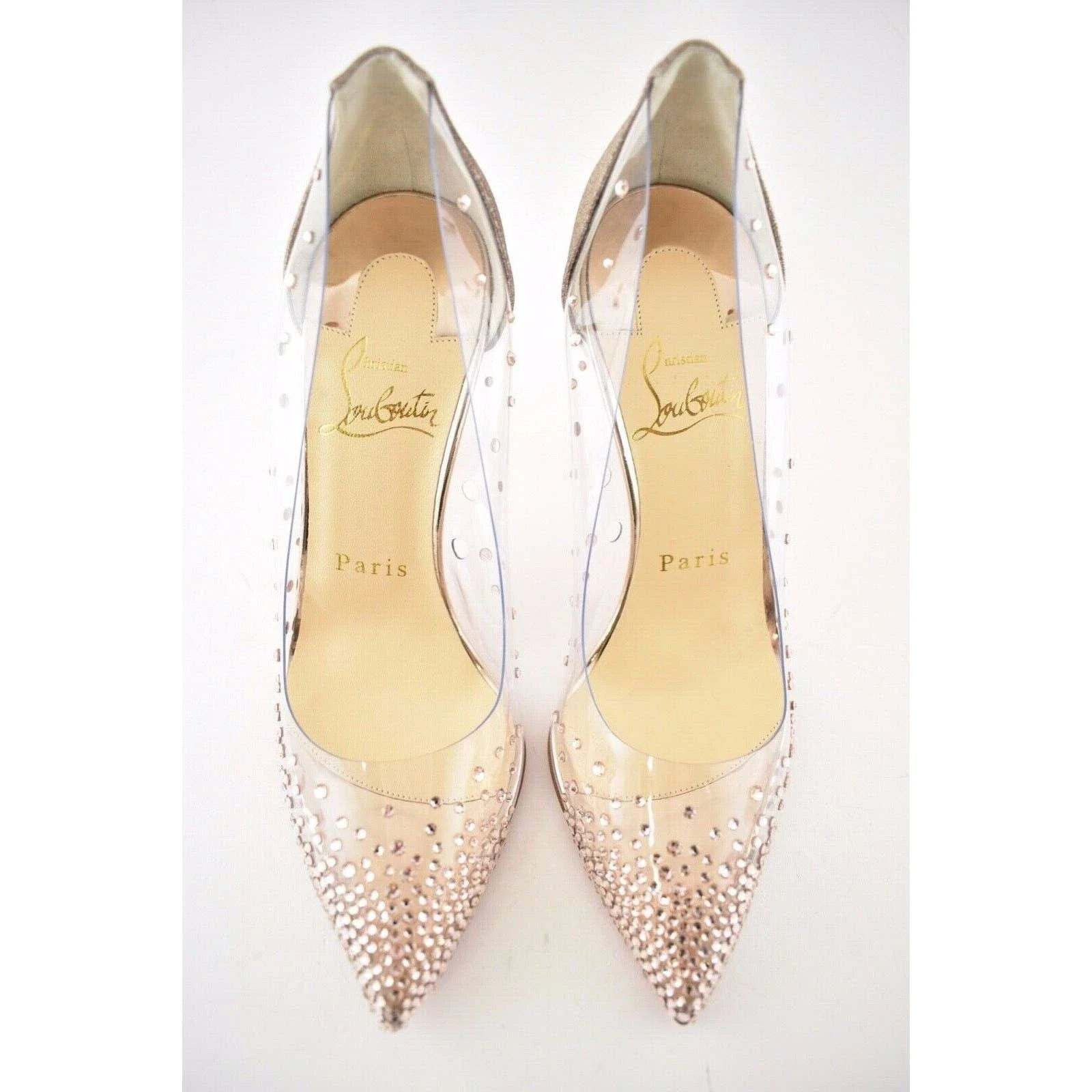 Christian Louboutin Degrastrass PVC 100 Pink Courtisane Glitter Heel Pump 35.5 Size US 5.5 / IT 35.5 - 7 Thumbnail