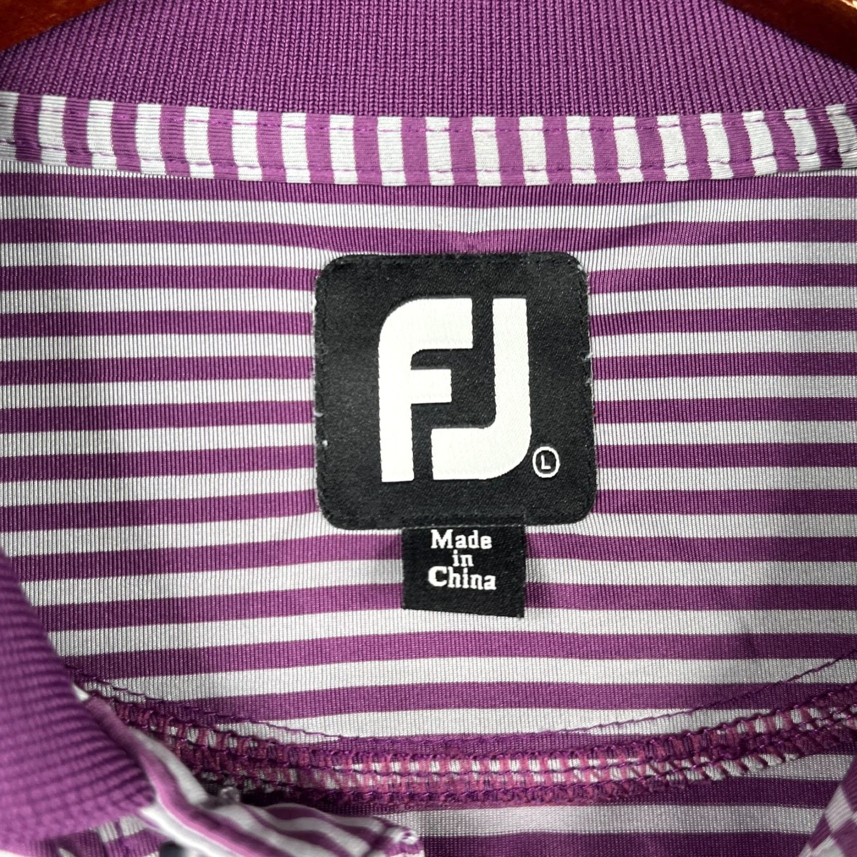 Footjoy FootJoy Performance Polo Shirt Large Purple Gray Striped Casual Stretch Golf Men Size US L / EU 52-54 / 3 - 4 Thumbnail
