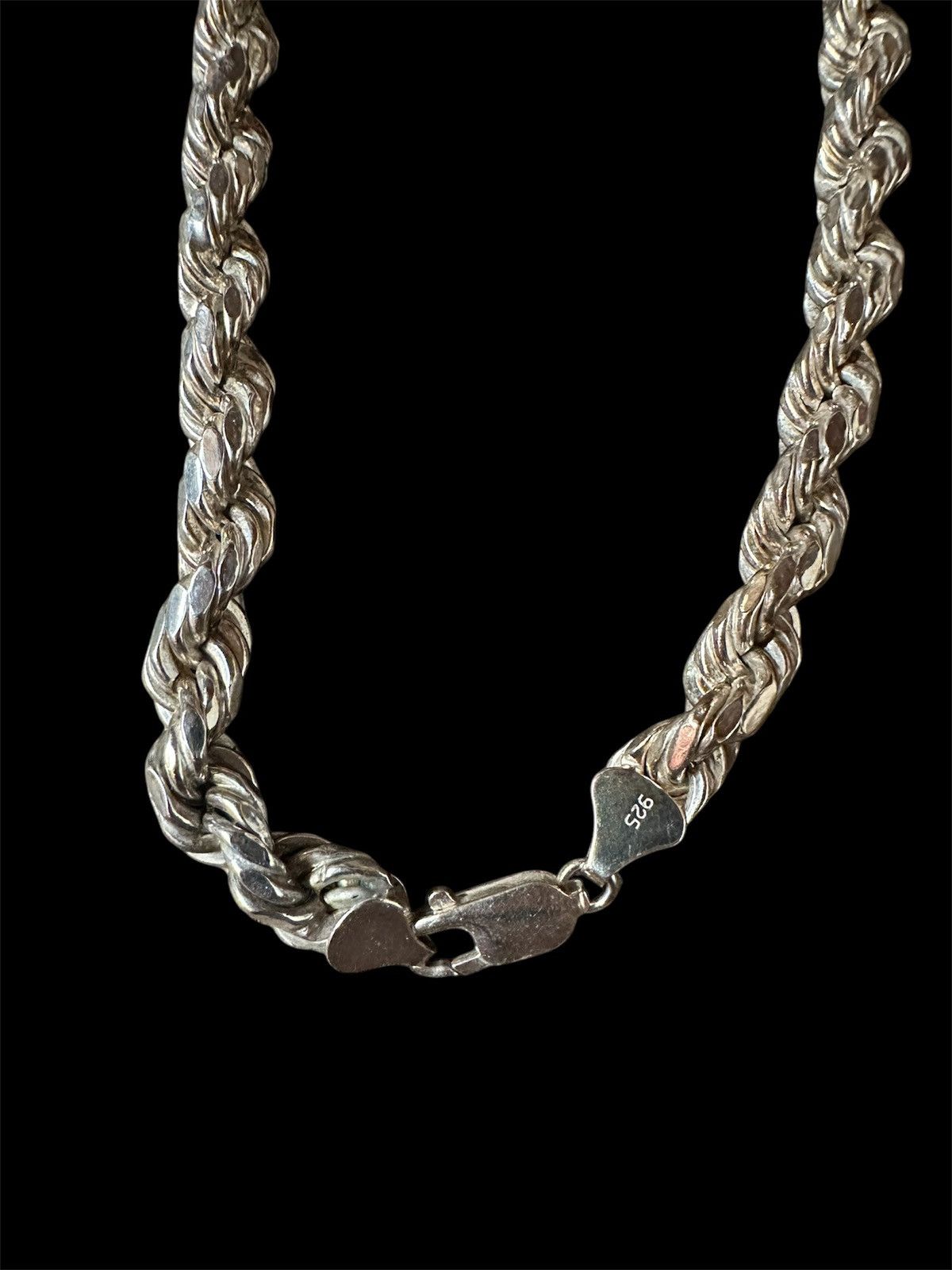 Jewelry Custom 925 Silver Thick Rope Chain Size ONE SIZE - 4 Thumbnail