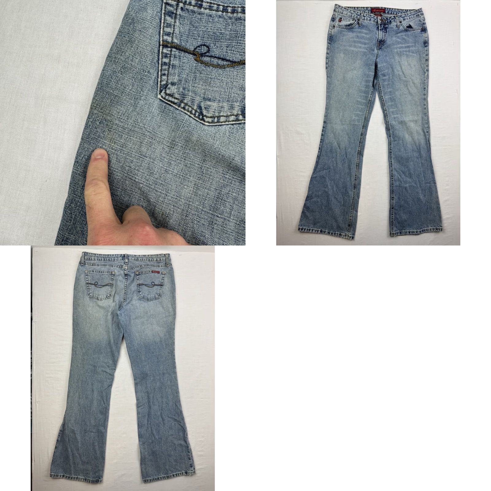 Vintage VINTAGE Y2K Aeropostale Flare Bootcut Jeans Womens 11/12 Long Hipster Hippie Blue Size 32" / US 10 / IT 46 - 11 Thumbnail