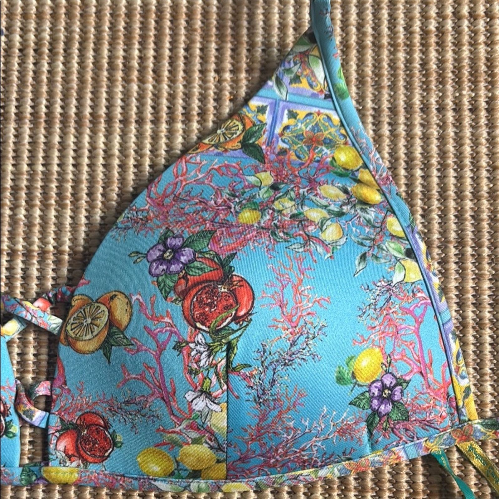 Other NWT Antica Sartoria Positano Blue Floral String Tie Bikini L Size ONE SIZE - 11 Thumbnail