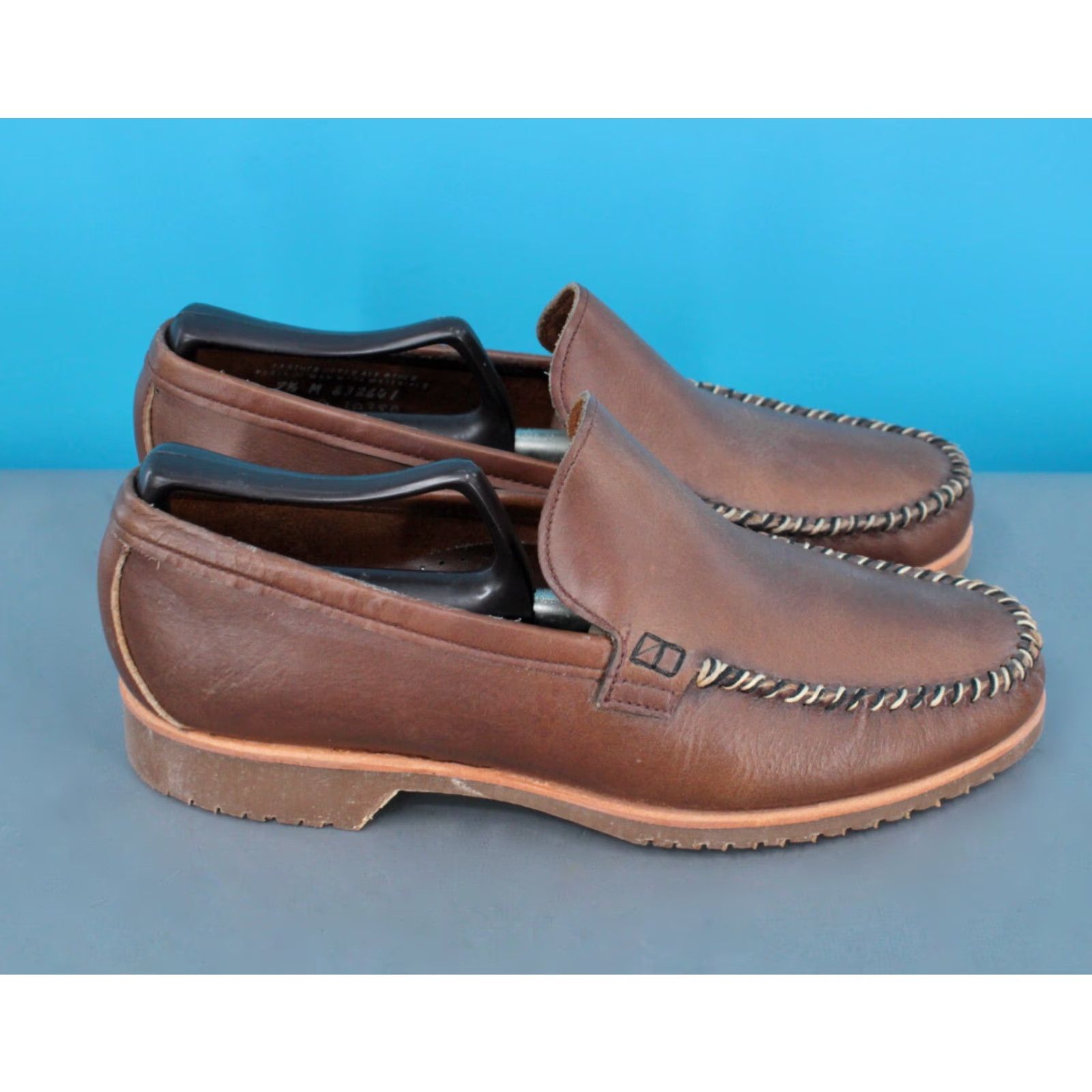 Hush Puppies VINTAGE Men's Hush Puppies Leather Loafers 70s Brown Size 7.5 M Mens 70s Loafers Leather Brown Hush Puppies 1970s Shoe Size ONE SIZE - 5 Thumbnail