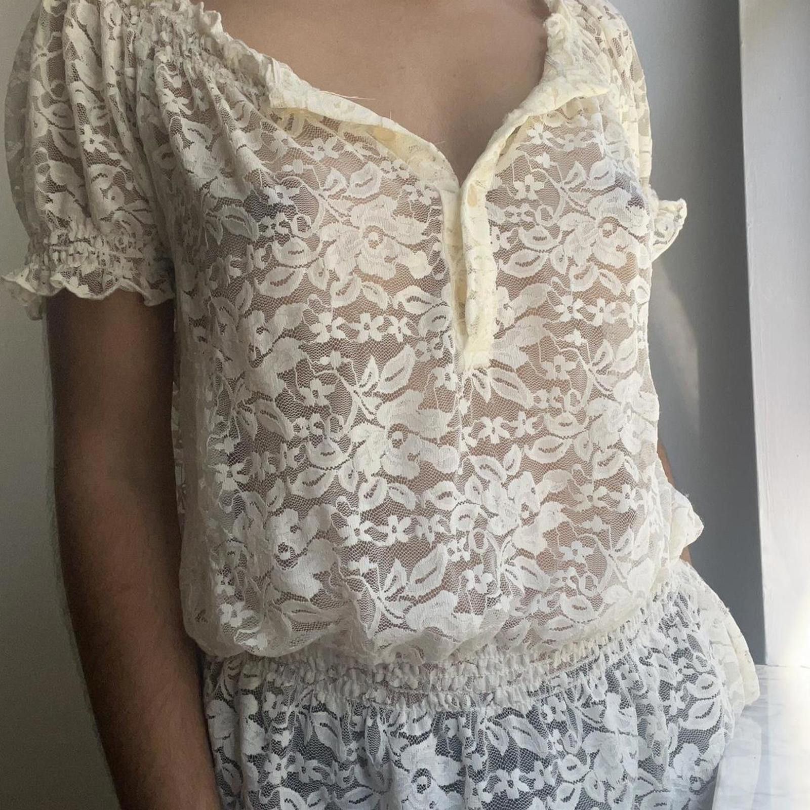 Other Cream lace off the shoulder blouse with floral details Size M / US 6-8 / IT 42-44 - 3 Thumbnail