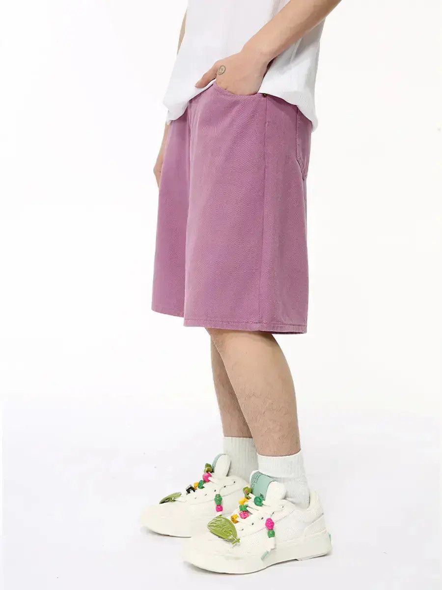 Japanese Brand Retro solid color casual straight leg denim shorts Size US 32 / EU 48 - 6 Thumbnail