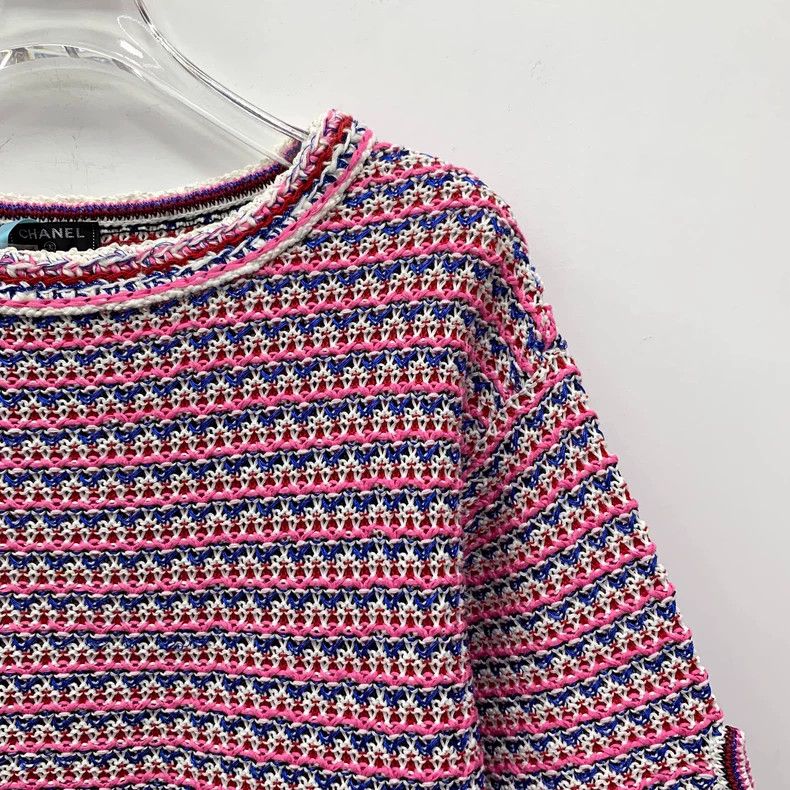 Chanel Chanel Current Series Pink Crochet Cotton Round Neck Short Size XS / US 0-2 / IT 36-38 - 3 Thumbnail
