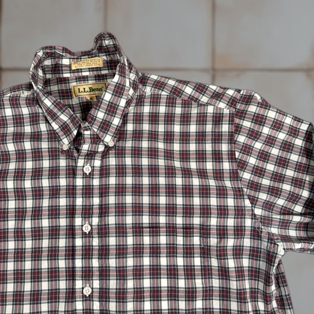 Vintage VINTAGE LL Bean Shirt Adult LARGE White Red Plaid Single Needle Tailoring 80s Shirts Mens Size US L / EU 52-54 / 3 - 1 Thumbnail