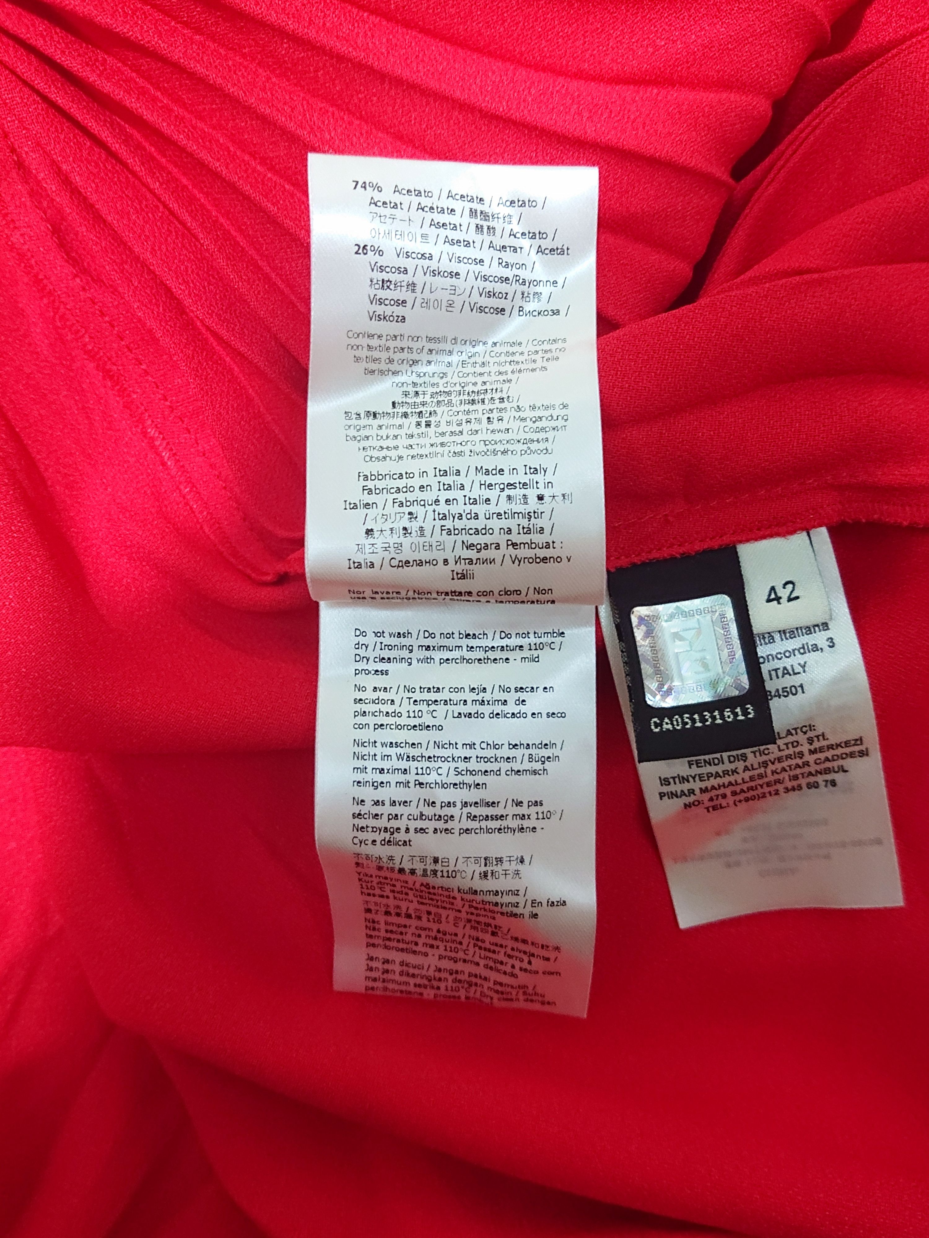 Fendi FENDI Pleat-side Tie-neck Satin Mini Dress In Red Size M / US 6-8 / IT 42-44 - 7 Thumbnail