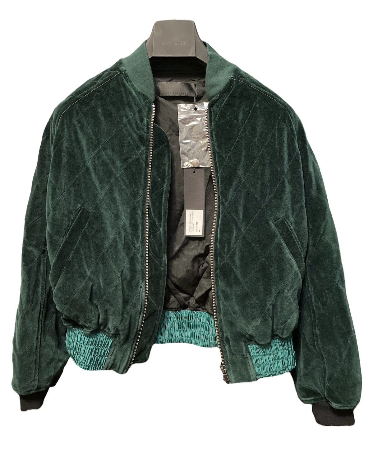 image of Haider Ackermann quilted Velvet Bomber Jacket in Green, Men's (Size XS)