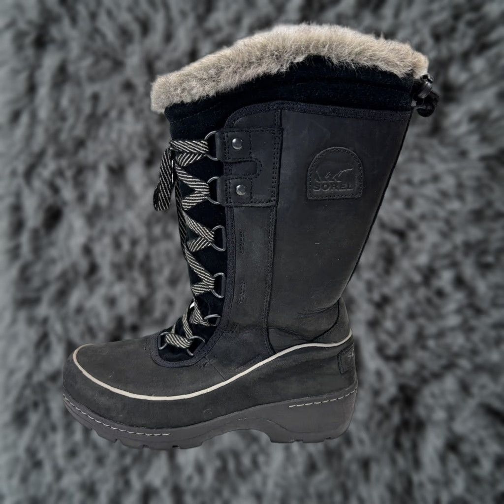 SOREL Sorel Torino Boots Women size 7.5 Black Lace-Up Waterproof Leather Tall Snow Boot Size US 7 / IT 37 - 1 Thumbnail