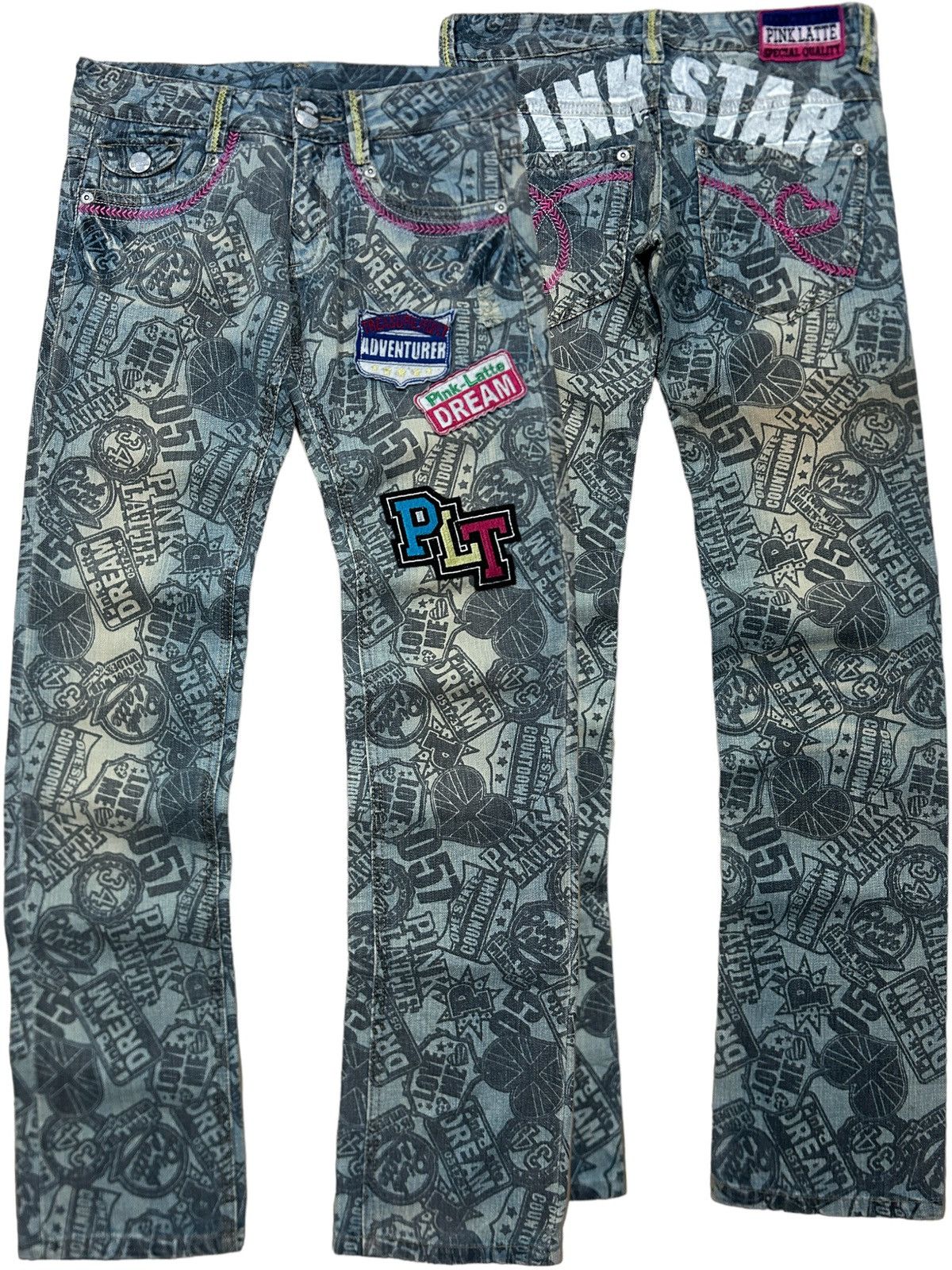 Japanese Brand Vintage Pink Latte Full Printed Jeans Size US 30 / EU 46 - 1 Thumbnail