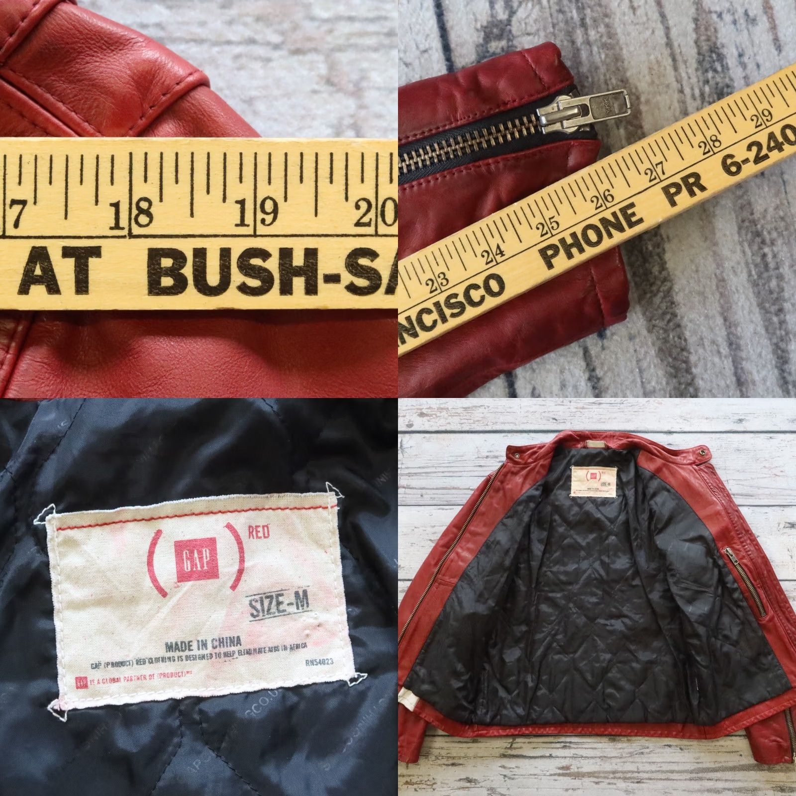 Gap Vintage Gap Jacket Size M RED Leather Cafe Racer Motorcycle Size US M / EU 48-50 / 2 - 8 Thumbnail