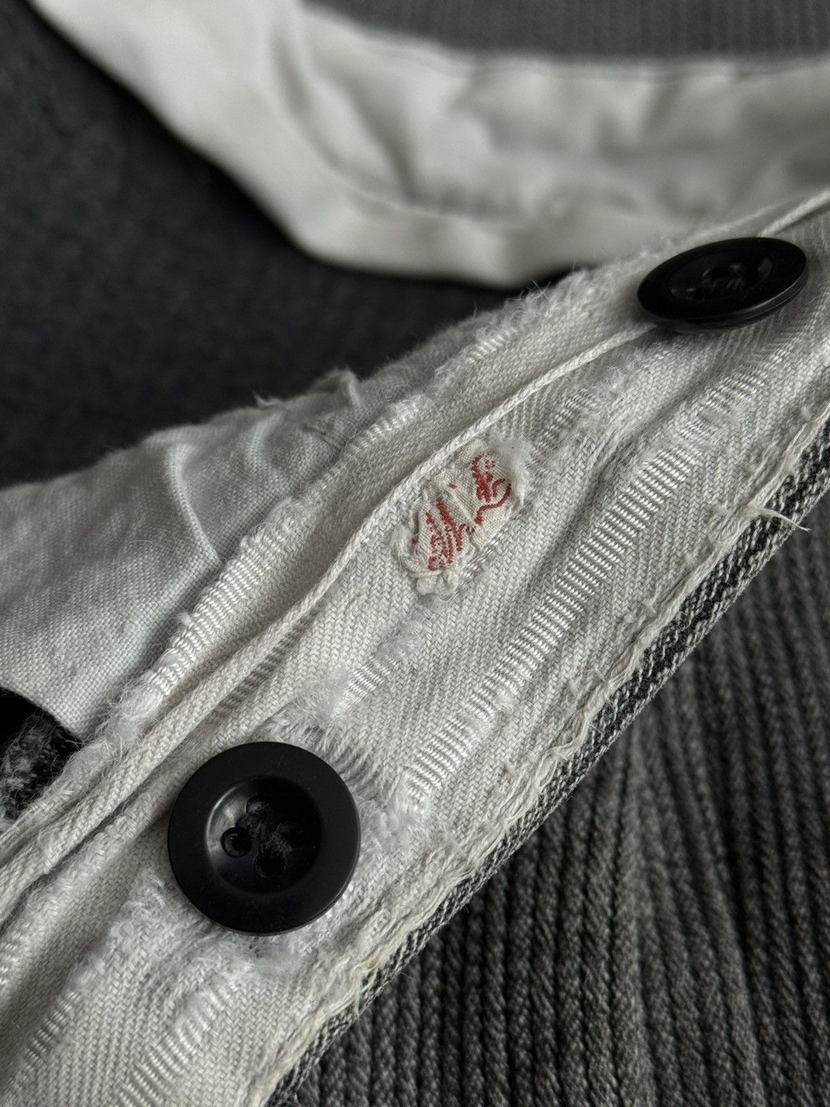 Vintage 1950s French Workwear Salt & Pepper Cotton Pique Trousers Size US 36 / EU 52 - 6 Thumbnail