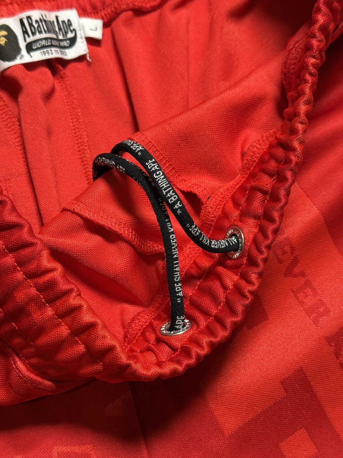 Bape A Bathing Ape Red Polyester Logo Shorts Size US 32 / EU 48 - 5 Thumbnail