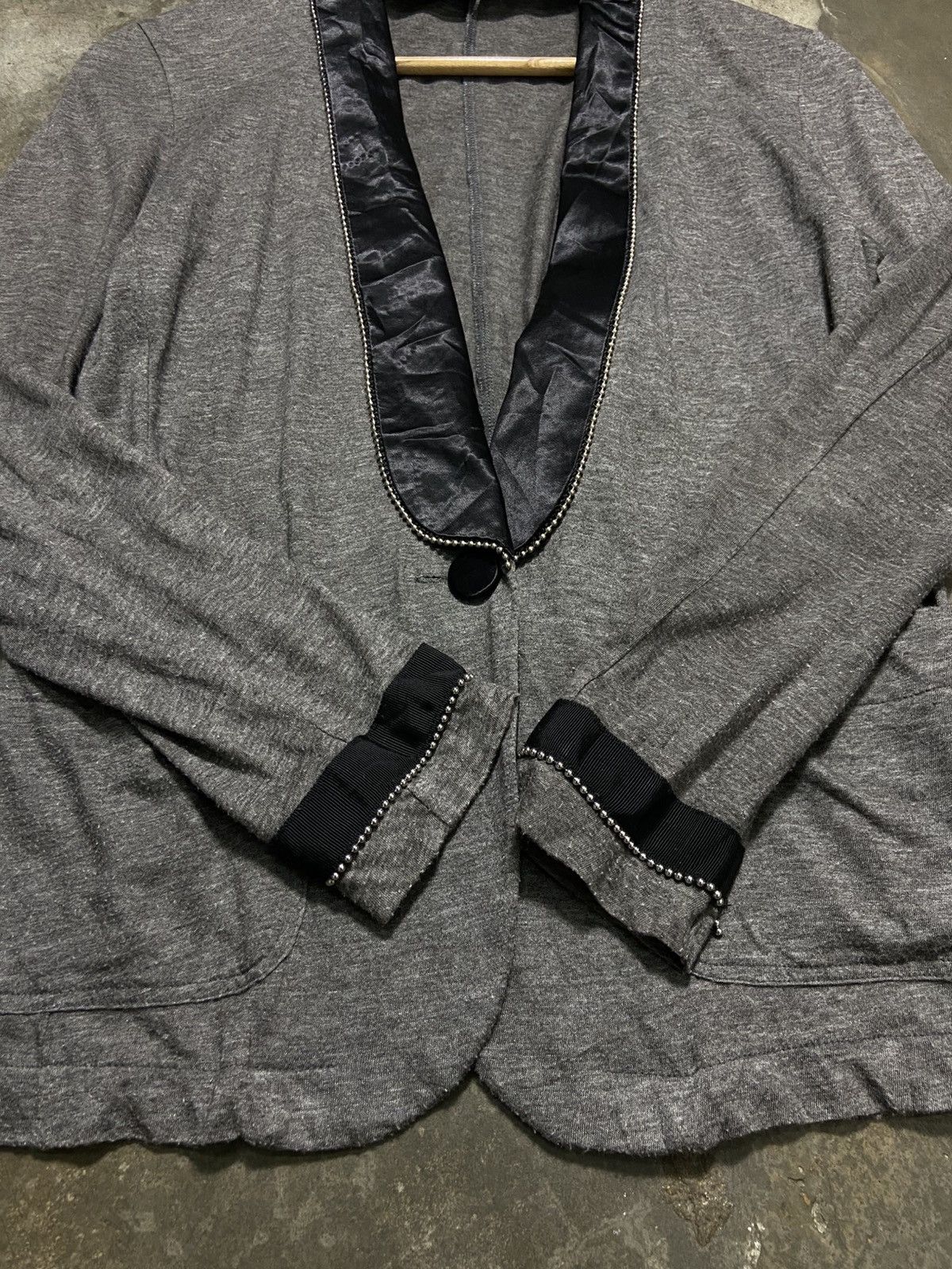 Sacai Sacai Luck Grey Linen-Blend Tuxedo Cardigan Blazer Size M / US 6-8 / IT 42-44 - 6 Thumbnail
