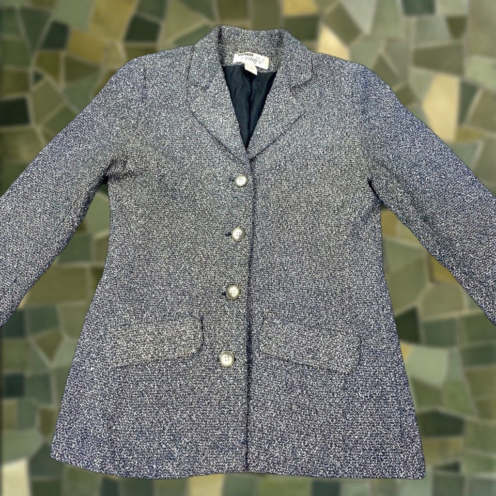 Vintage VINTAGE Newport News Blazer Womens Size 6 Gray Black & White Speckled Knit Jacket, Classic, 6, Gray, Blazer, Womens Size M / US 6-8 / IT 42-44 - 1 Thumbnail