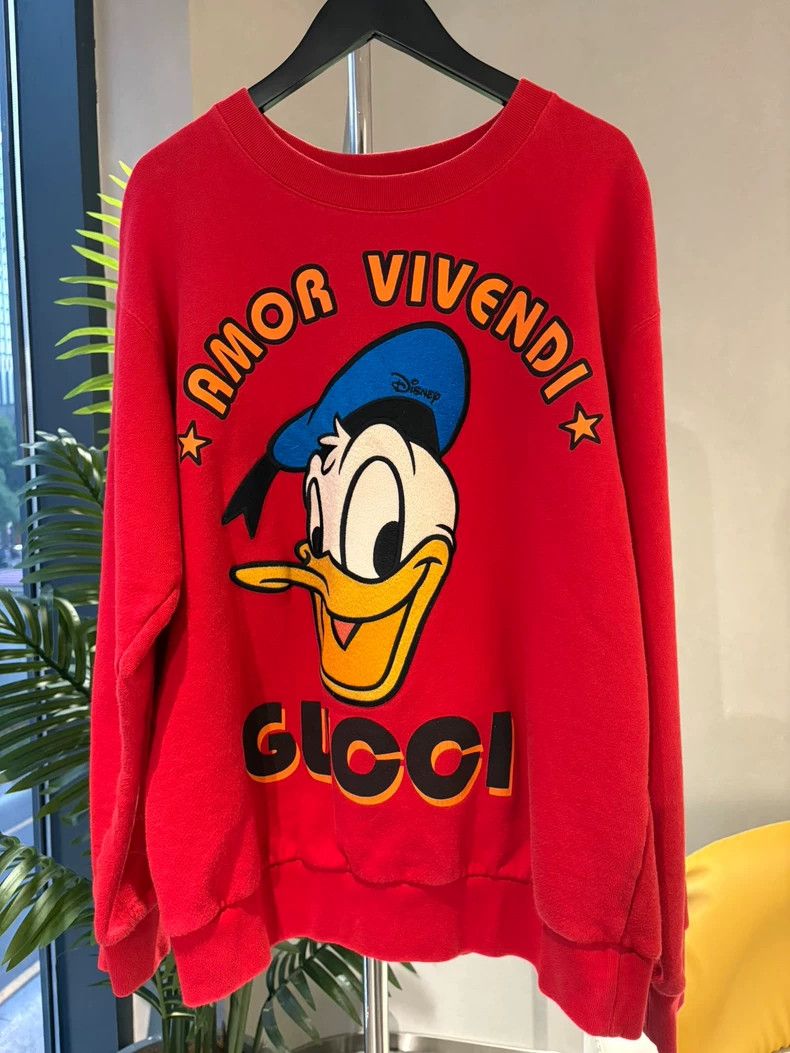 Jacquard Gucci Donald Duck Cardigan Gucci Red Co-branded Donald