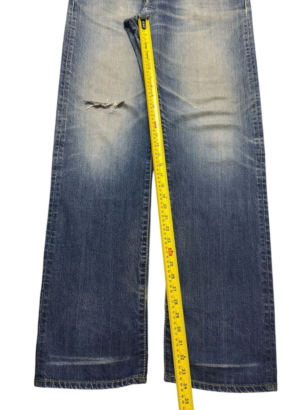 Edwin Vintage 90s Edwin Blue Faded Wash Distressed Straight Loose Size US 34 / EU 50 - 11 Thumbnail