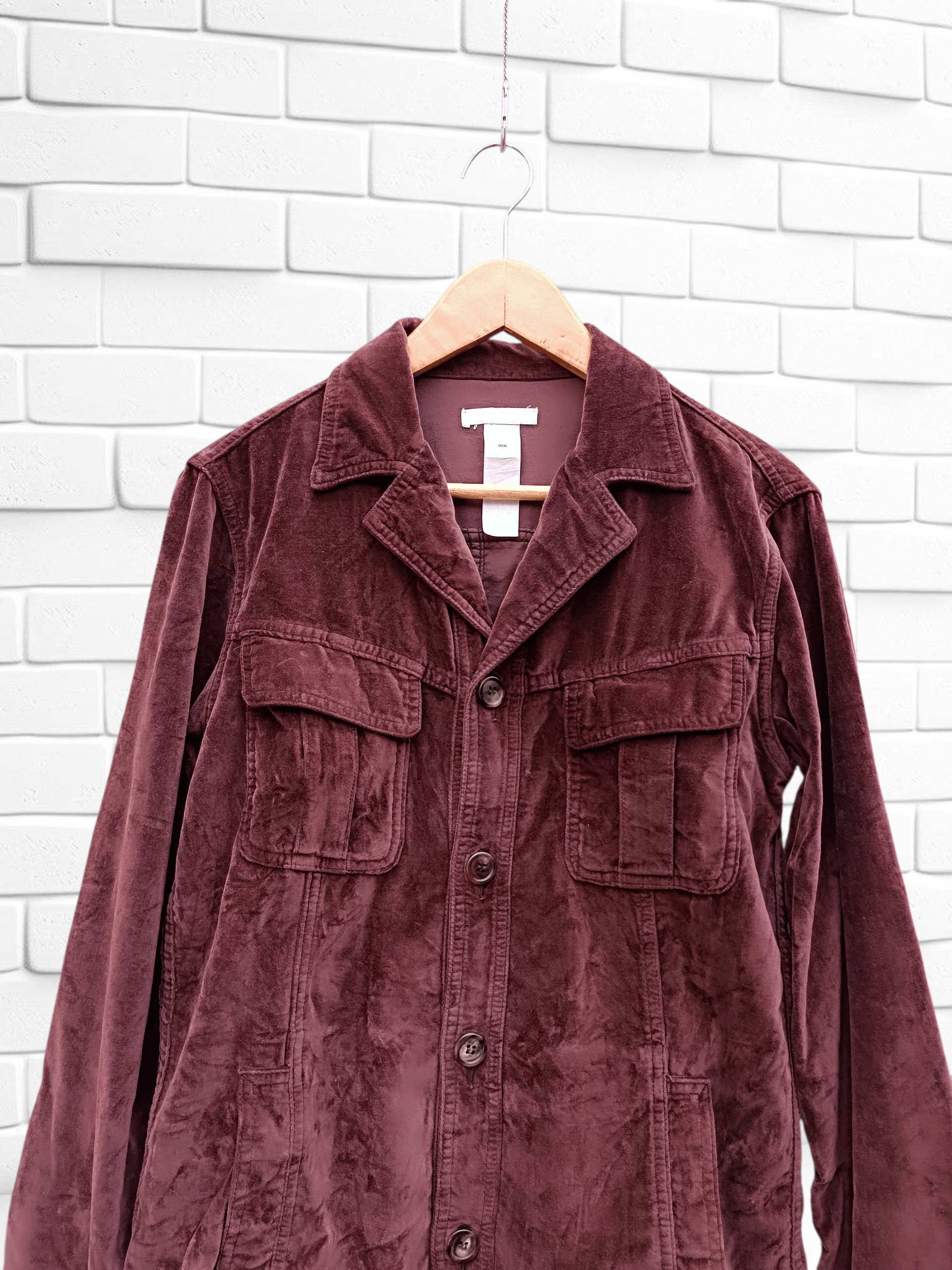 Japanese Brand Vintage Shirt Jacket Burgundy Velour Ifsixwasnine LGB Style Size US M / EU 48-50 / 2 - 3 Thumbnail
